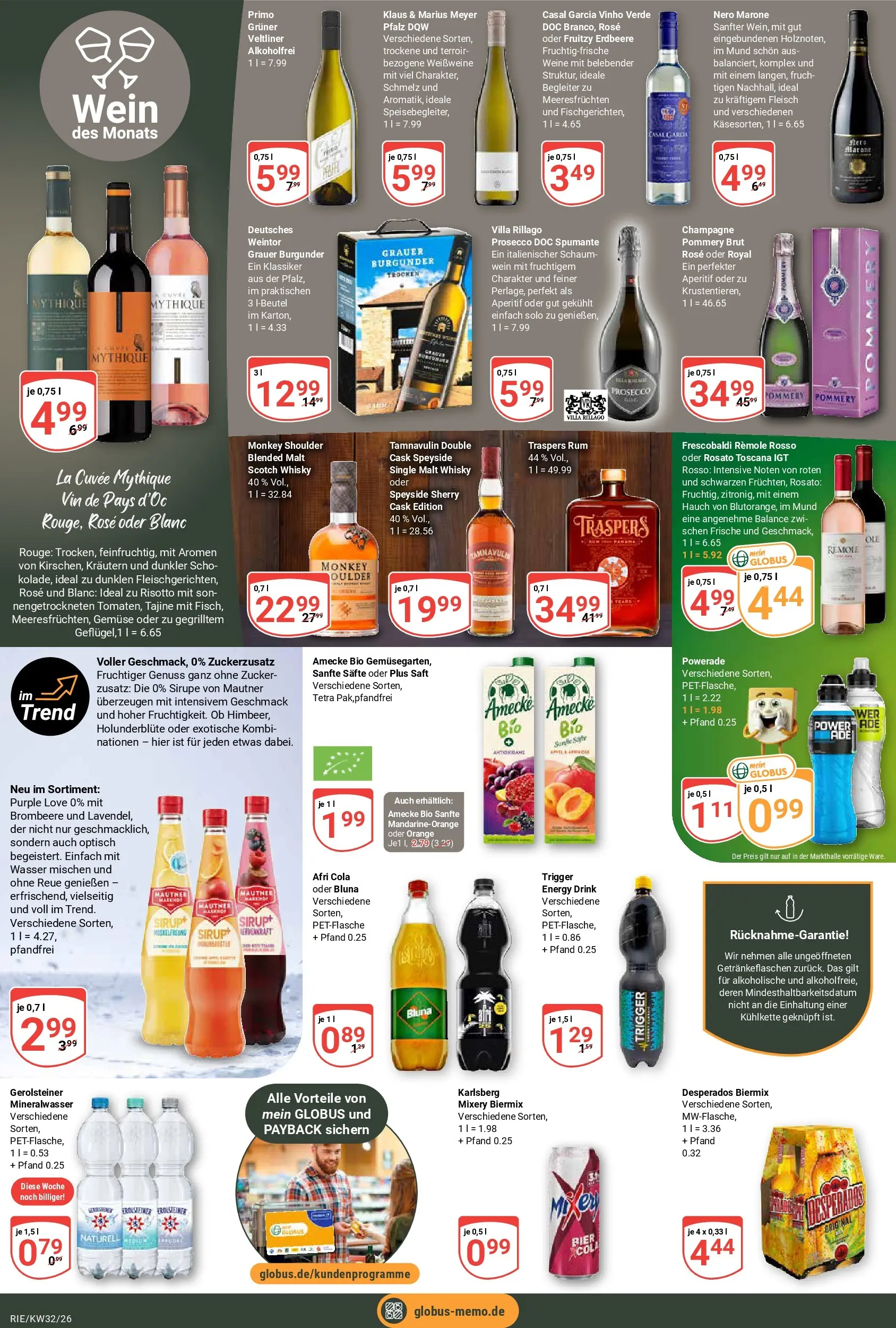 Globus Prospekt Bochum-Riemke (ab 03.08.2026) » Angebote online | Seite: 16 | Produkte: Whisky, Zucker, Mixery, Saft