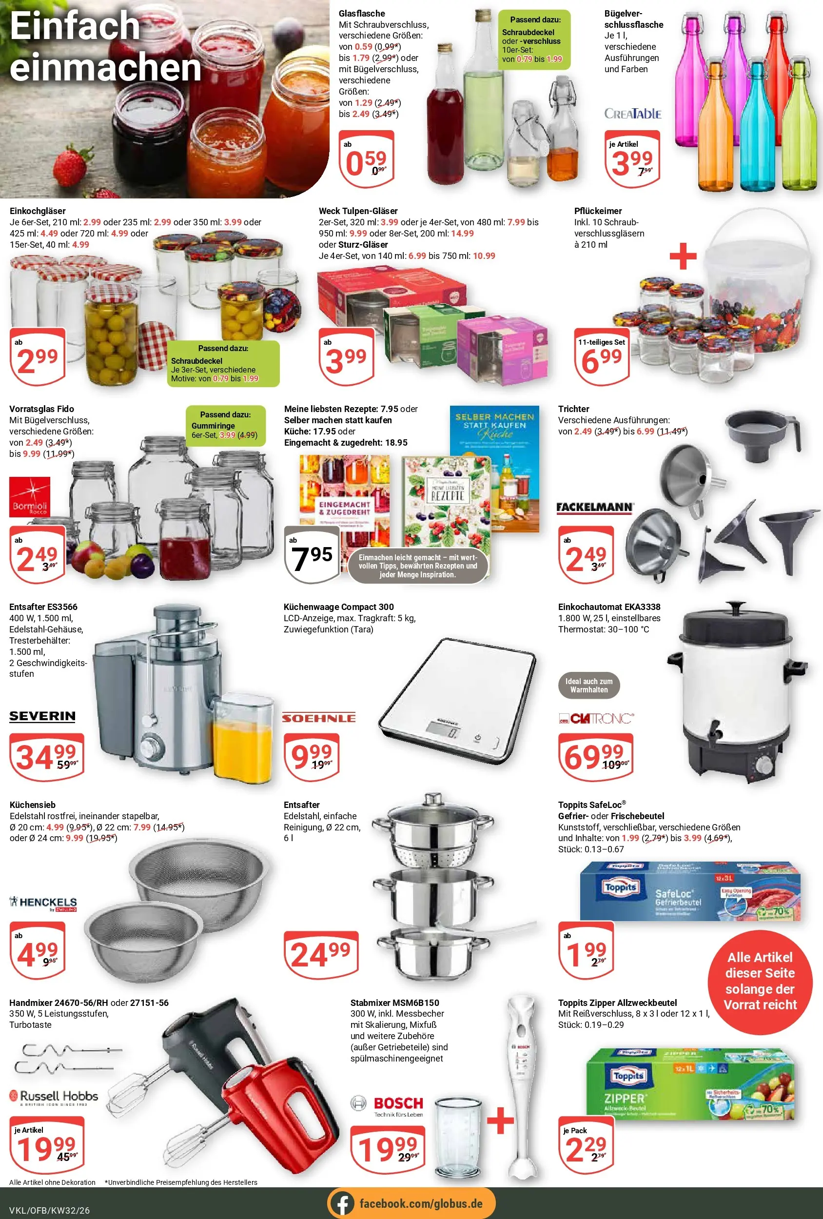 Globus Prospekt Völklingen (ab 03.08.2026) » Angebote online | Seite: 20 | Produkte: Bosch, Entsafter, Küche, Handmixer