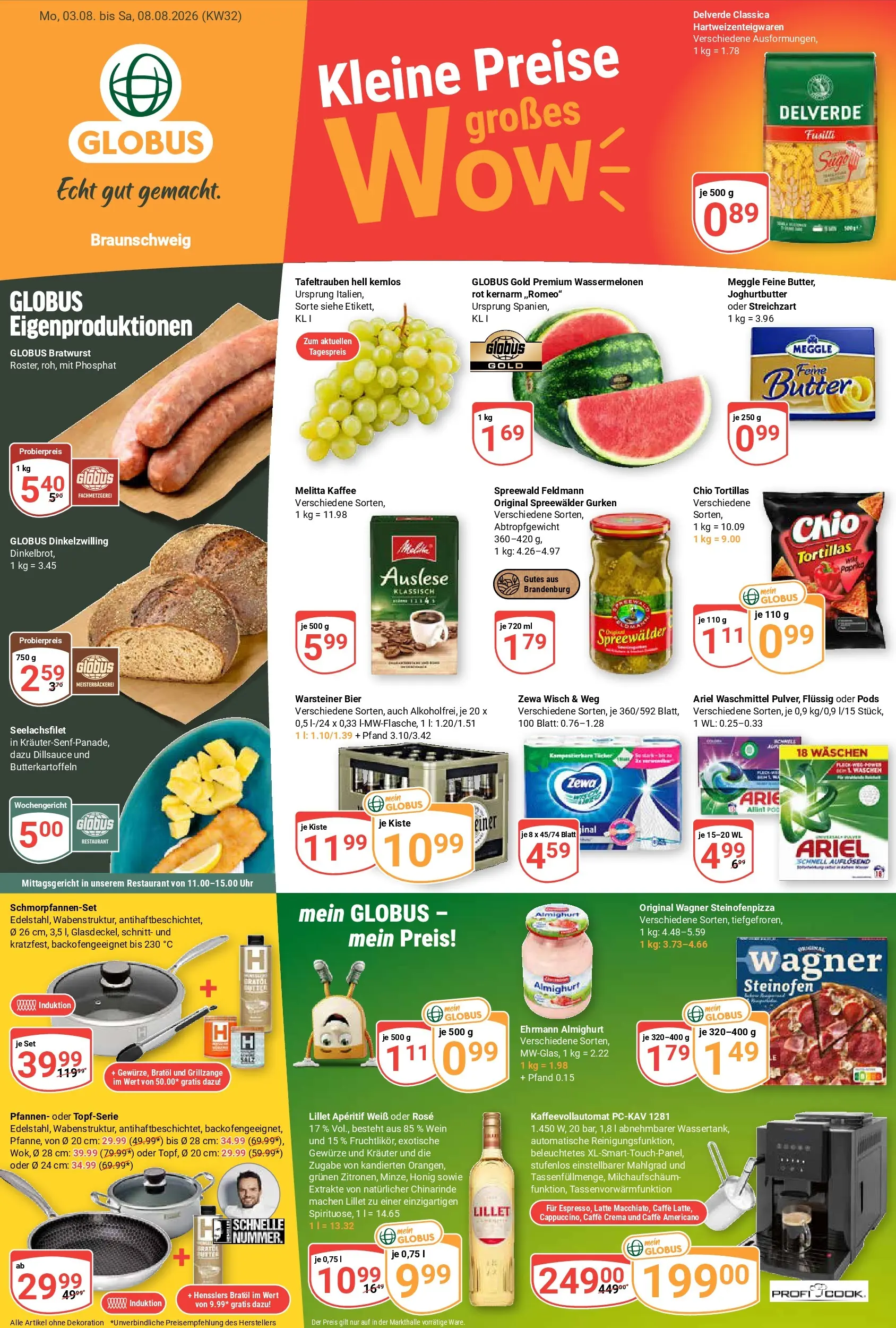 Globus Prospekt Braunschweig (ab 03.08.2026) » Angebote online | Seite: 1 | Produkte: Kaffee, Bier, Bratwurst, Gewürze