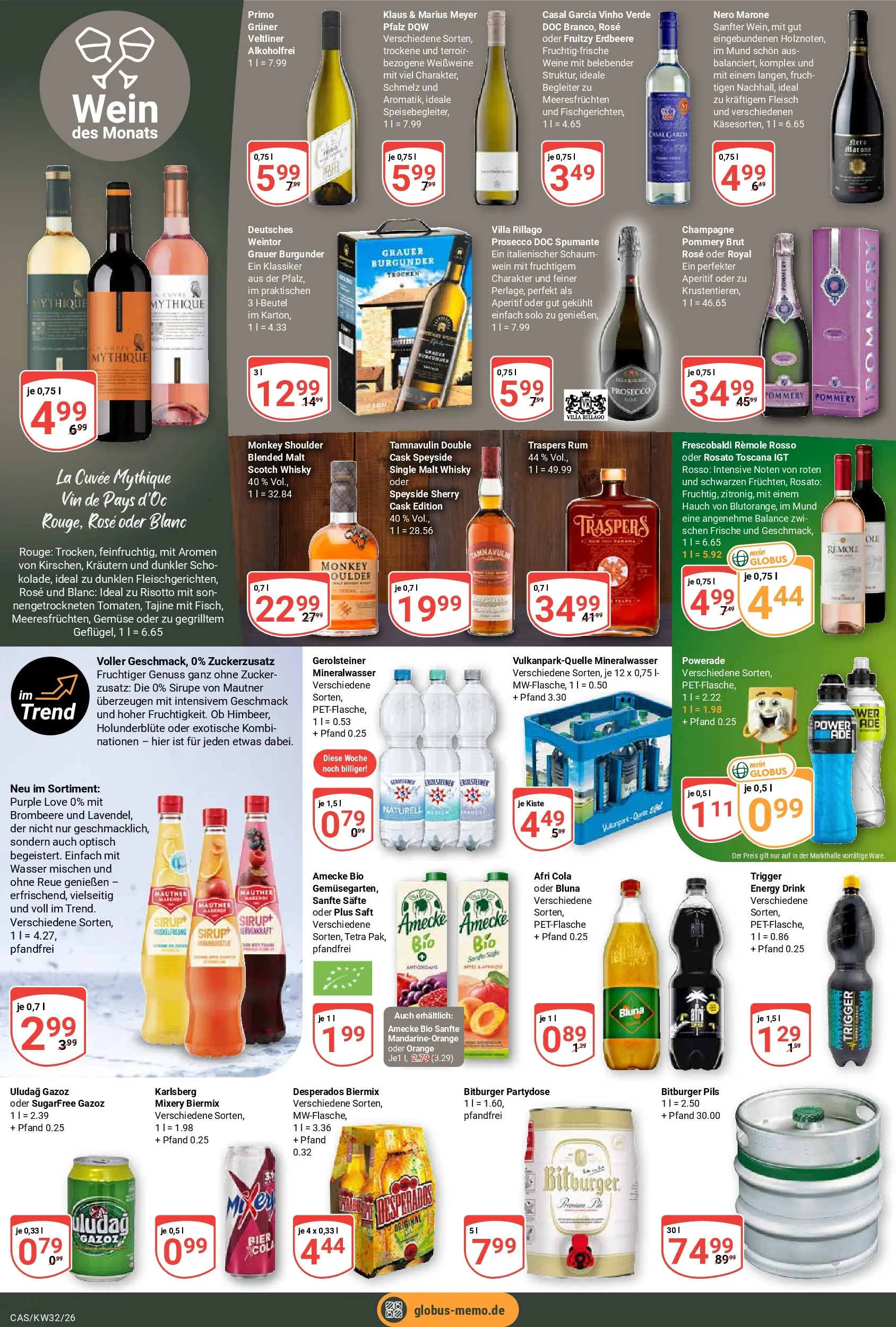 Globus Prospekt Castrop-Rauxel (ab 03.08.2026) » Angebote online | Seite: 17 | Produkte: Bitburger, Mineralwasser, Prosecco, Gemüse