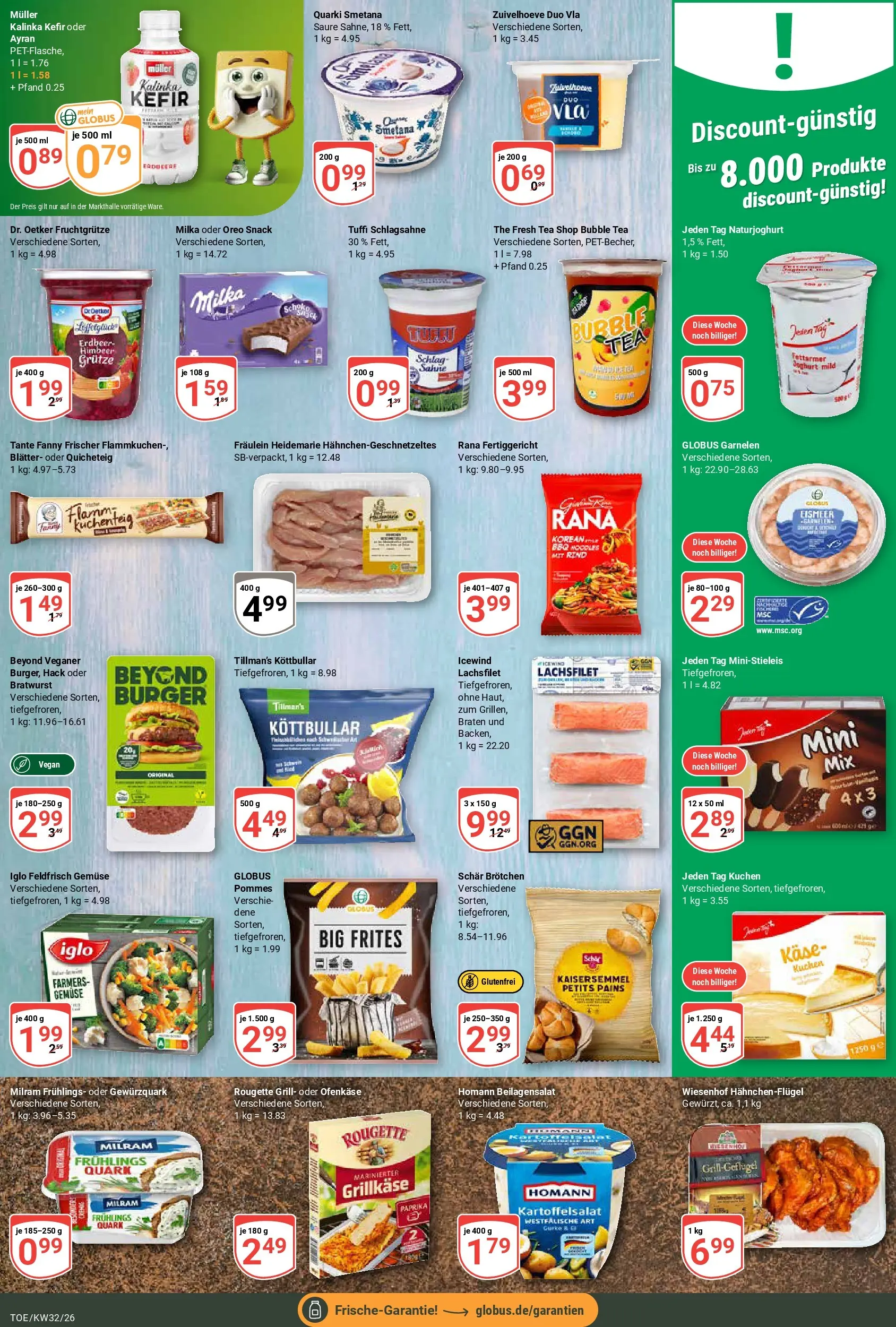 Globus Prospekt Tönisvorst (ab 03.08.2026) » Angebote online | Seite: 8 | Produkte: Grill, Quark, Milram, Kuchen