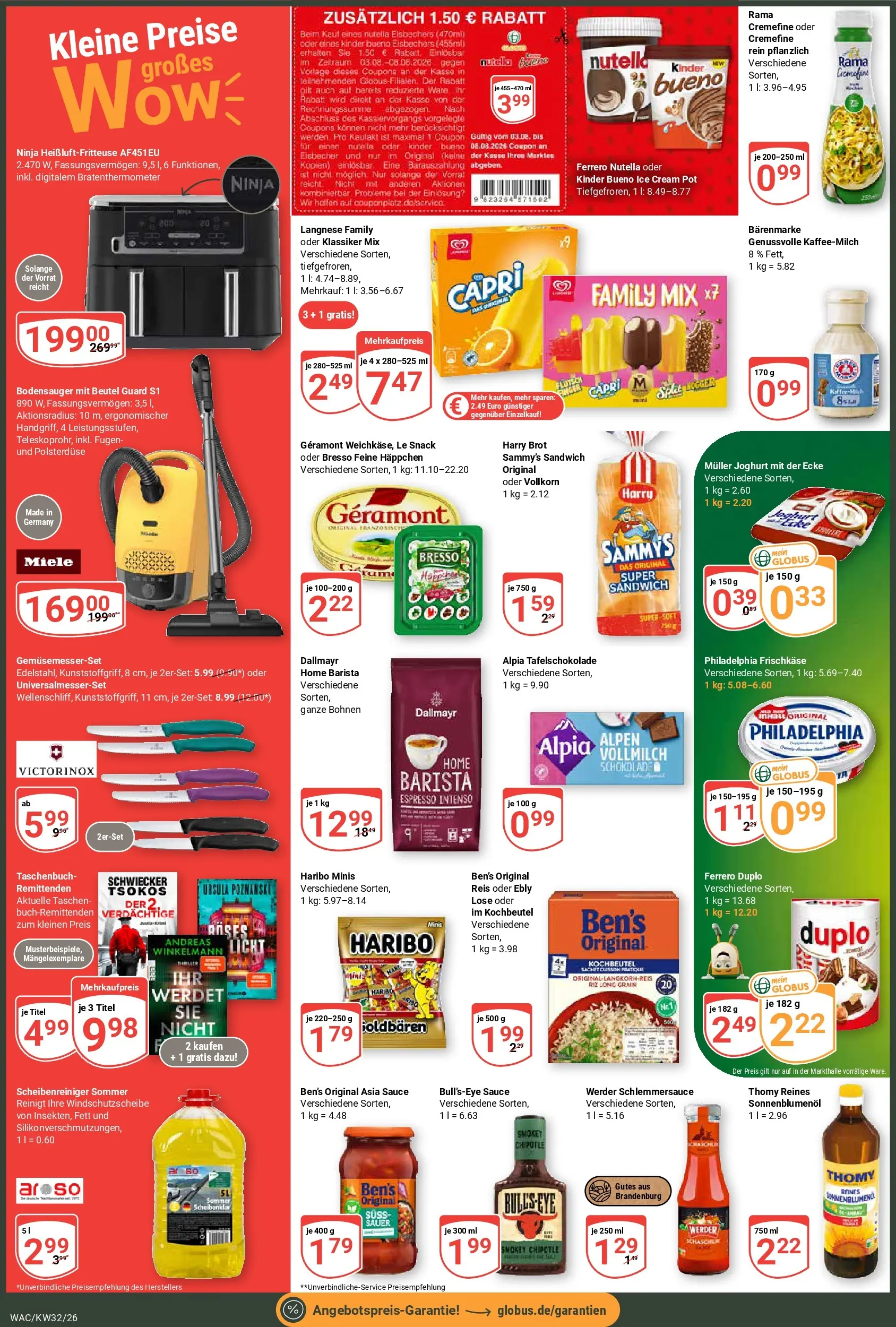 Globus Prospekt Markkleeberg (ab 03.08.2026) » Angebote online | Seite: 2 | Produkte: Geramont, Ferrero duplo, Nutella, Brot