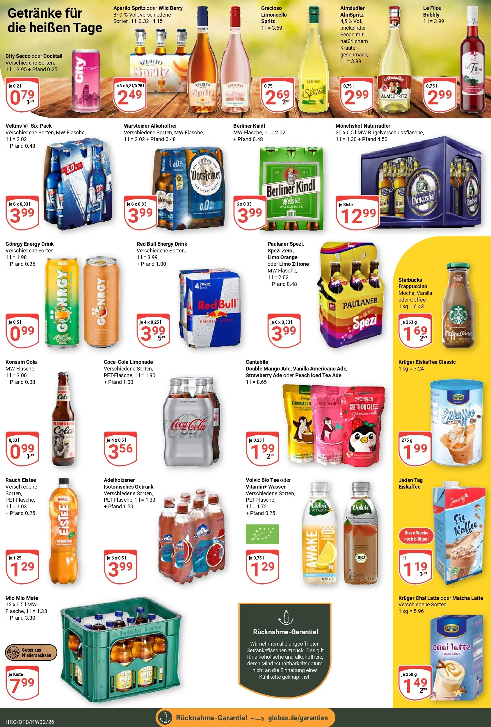 Globus Prospekt Rostock (ab 03.08.2026) » Angebote online | Seite: 19 | Produkte: Berliner, Red bull, Starbucks, Warsteiner