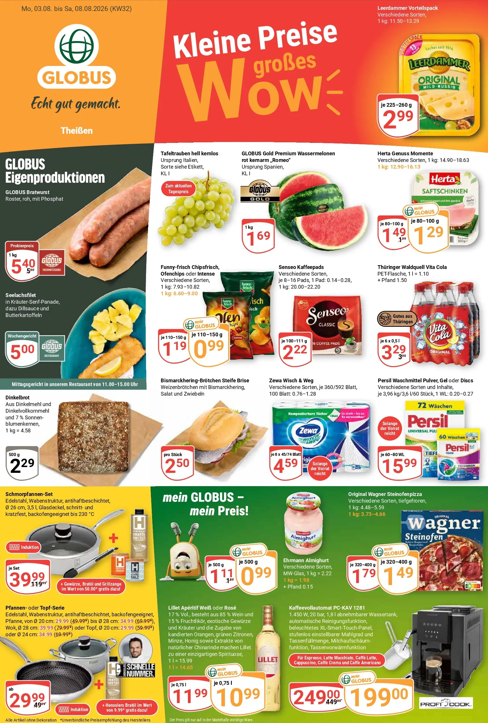 Globus Prospekt Zeitz (ab 03.08.2026) » Angebote online | Seite: 5 | Produkte: Kaffeepads, Bratwurst, Leerdammer, Waschmittel