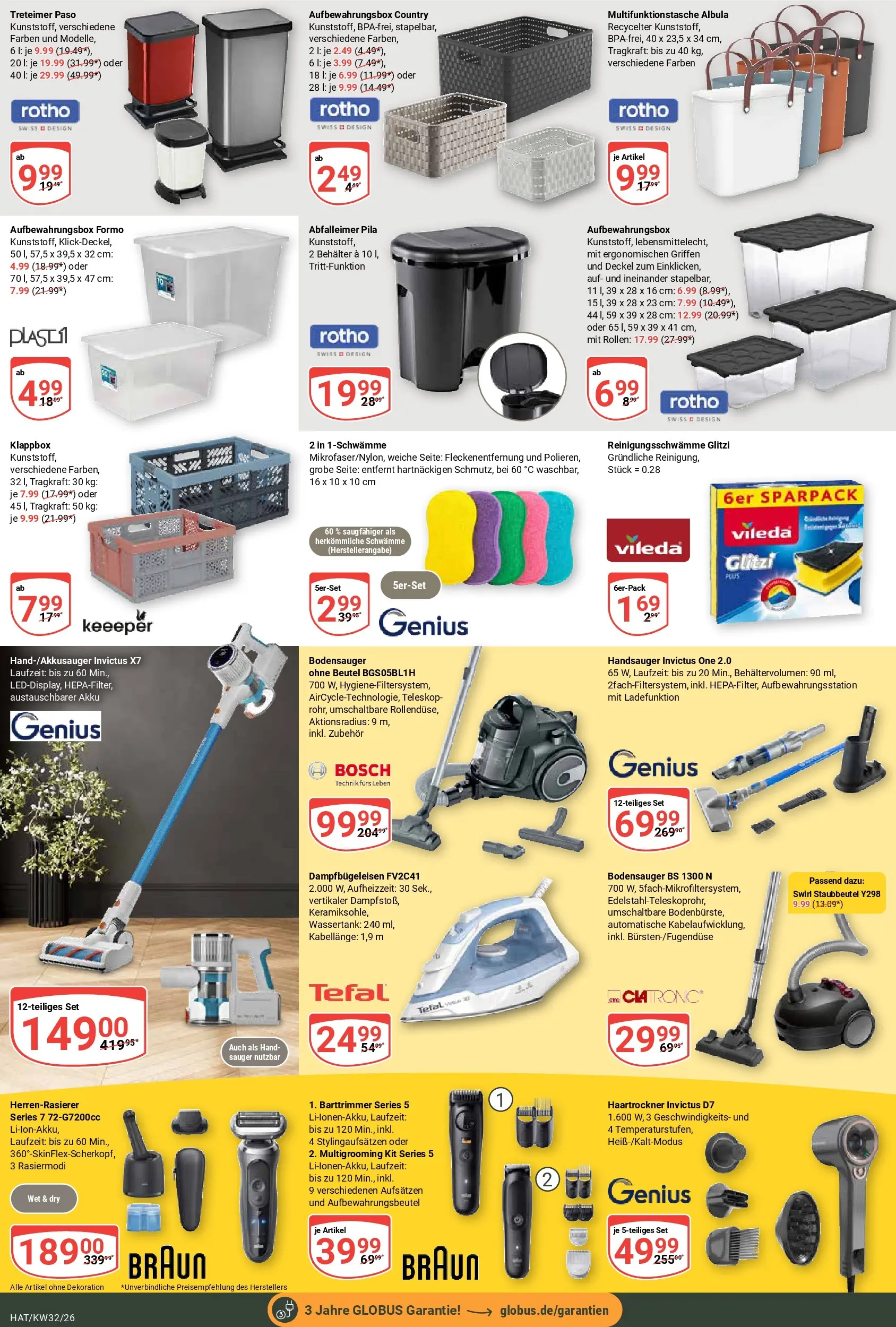 Globus Prospekt Hattersheim (ab 03.08.2026) » Angebote online | Seite: 26 | Produkte: Bosch, Haartrockner, Abfalleimer