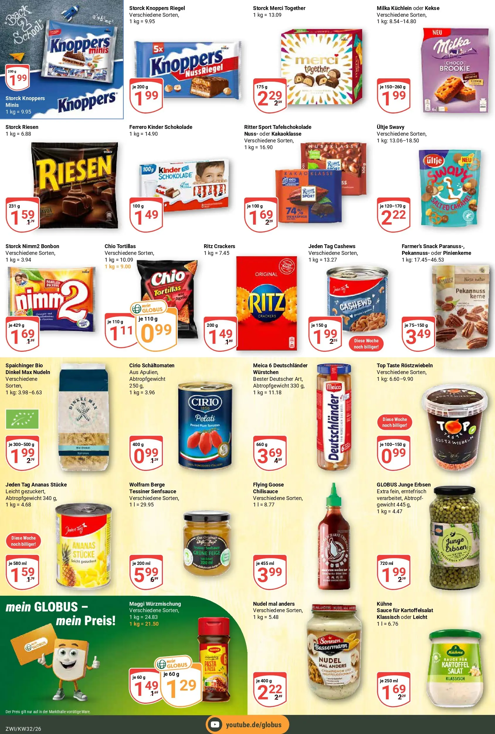 Globus Prospekt Zwickau (ab 03.08.2026) » Angebote online | Seite: 14 | Produkte: Top, Kinder schokolade, Merci, Salat