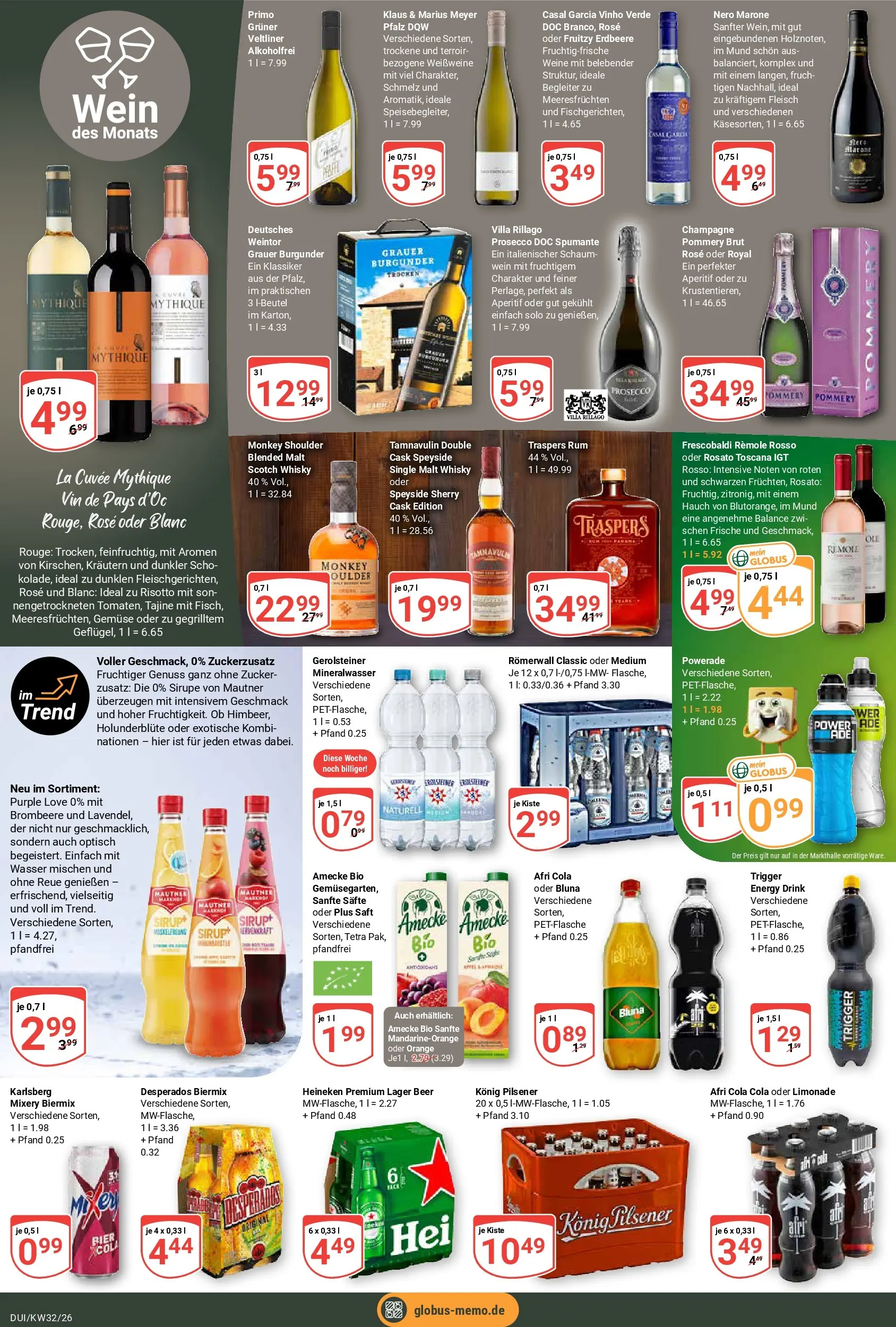 Globus Prospekt Duisburg (ab 03.08.2026) » Angebote online | Seite: 13 | Produkte: Whisky, Sirup, Prosecco, Fleisch