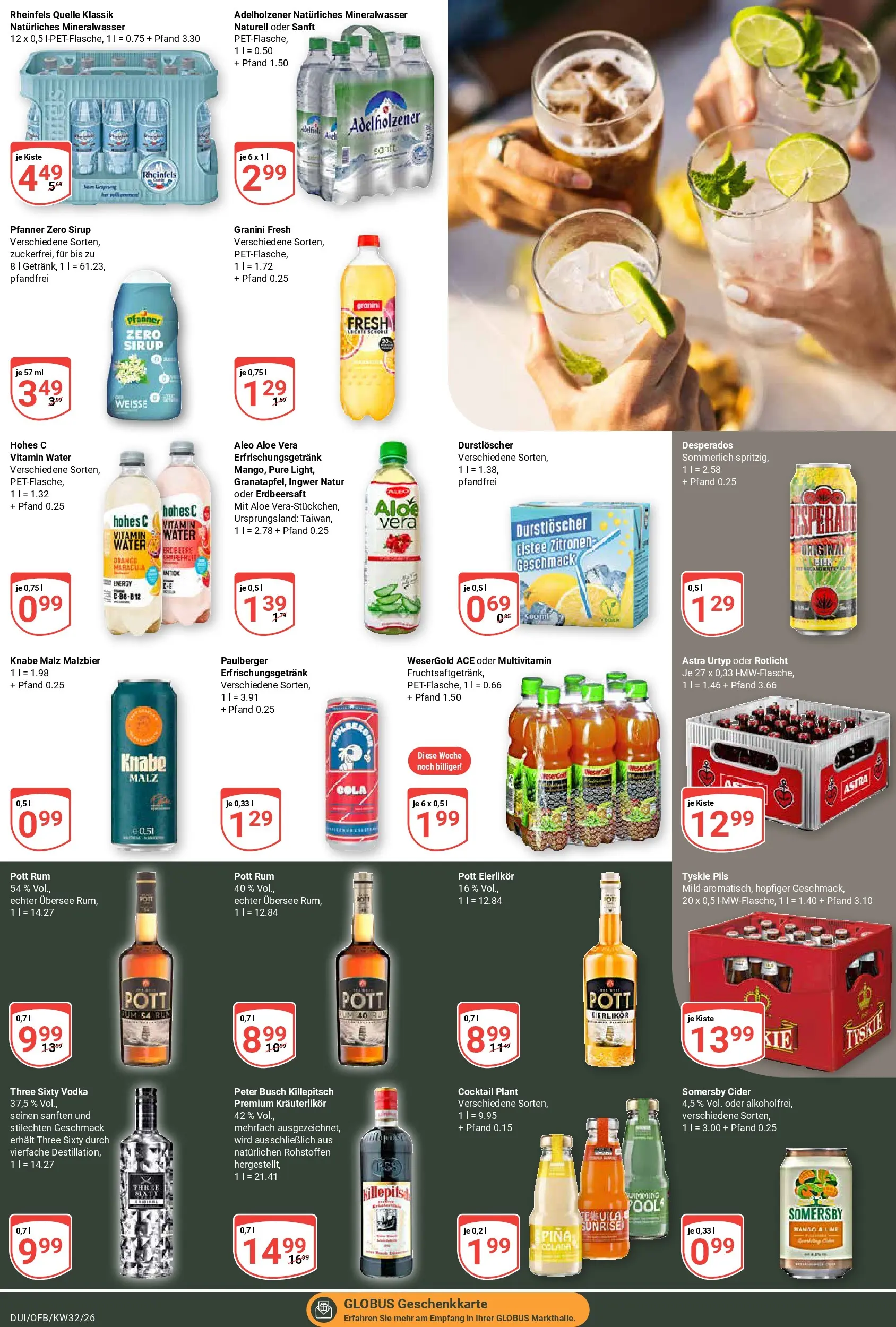 Globus Prospekt Duisburg (ab 03.08.2026) » Angebote online | Seite: 14 | Produkte: Durstloscher, Adelholzener, Sirup, Zitronen
