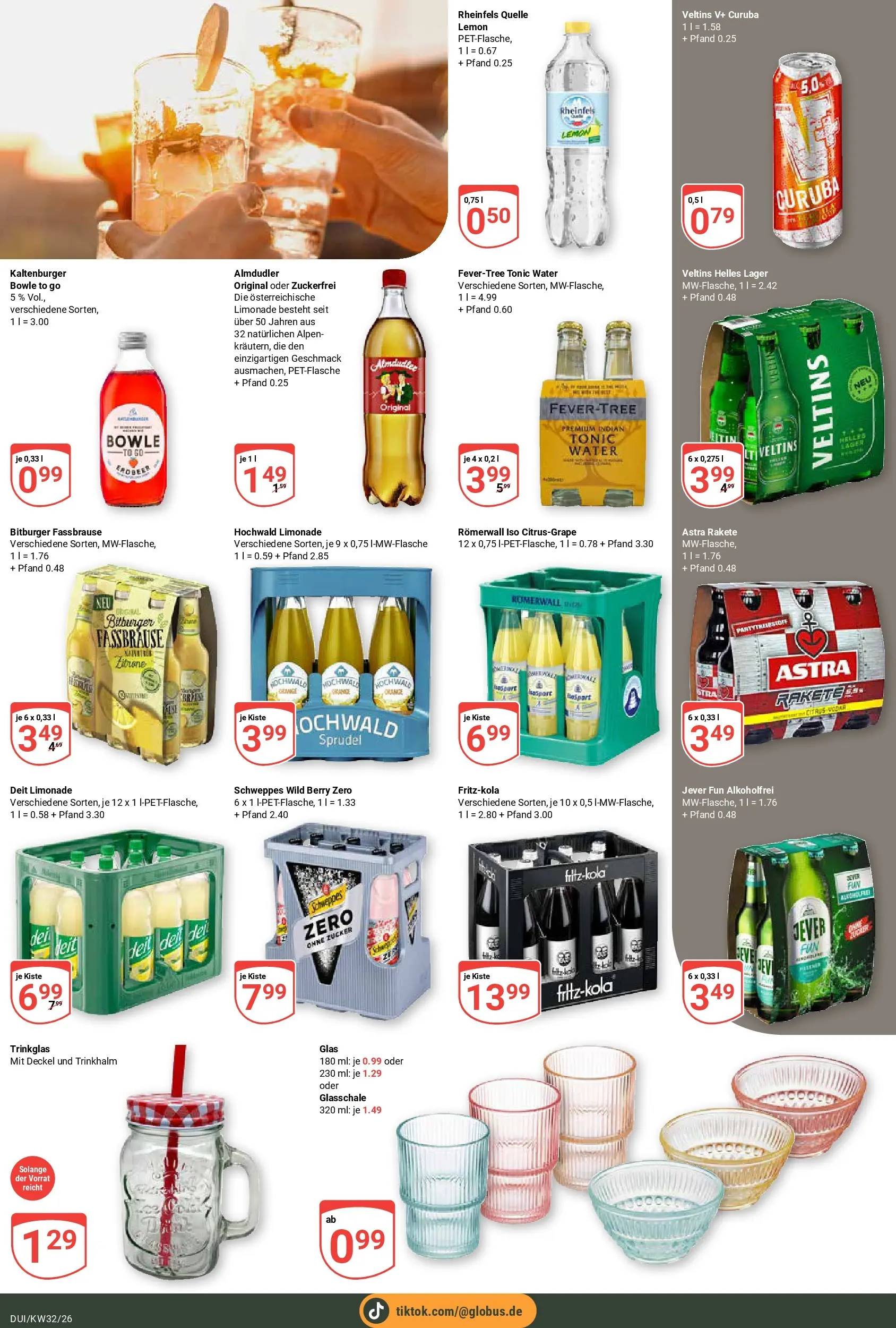 Globus Prospekt Duisburg (ab 03.08.2026) » Angebote online | Seite: 15 | Produkte: Bitburger, Astra, Schweppes, Fassbrause