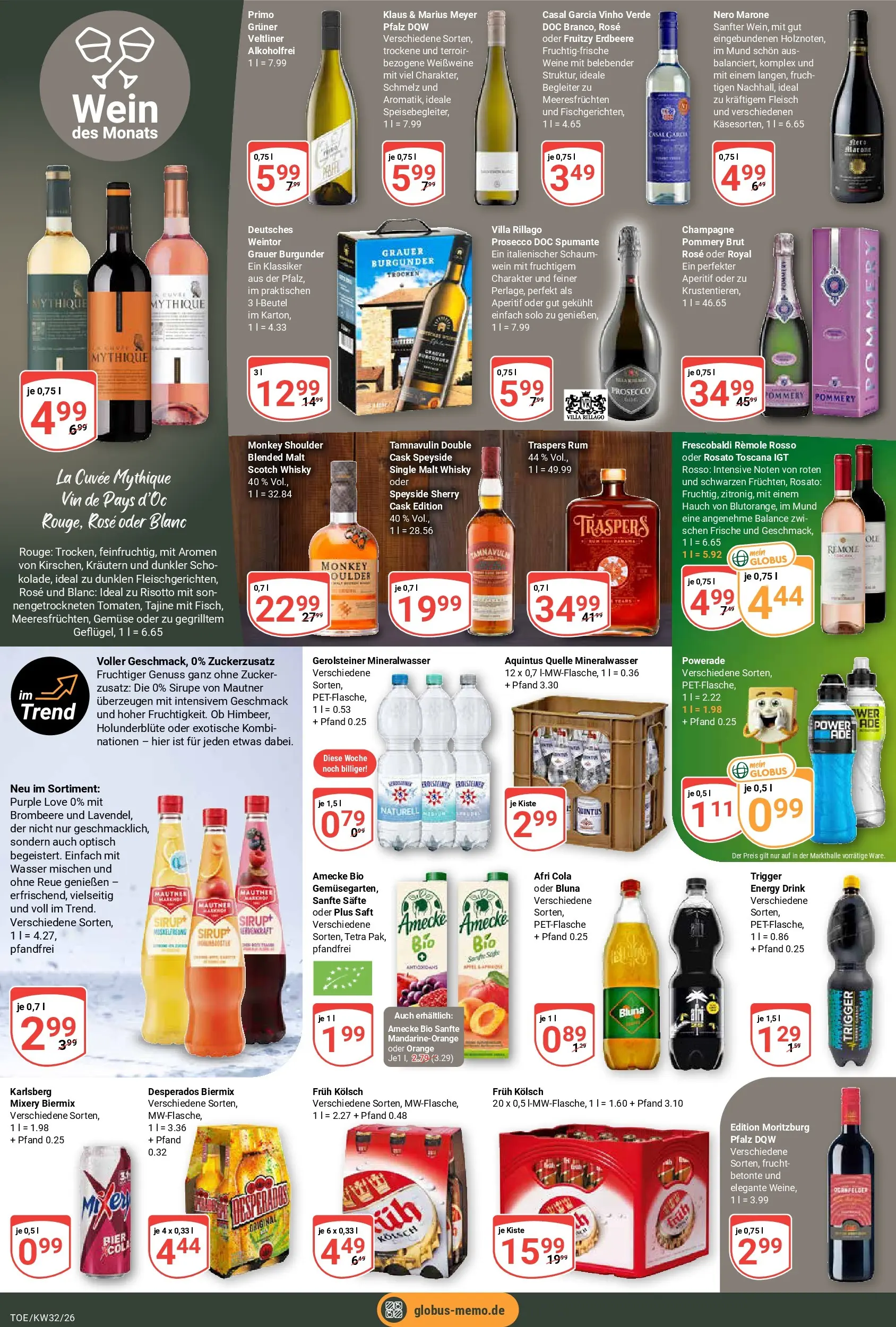 Globus Prospekt Tönisvorst (ab 03.08.2026) » Angebote online | Seite: 16 | Produkte: Rum, Rouge, Desperados, Gerolsteiner