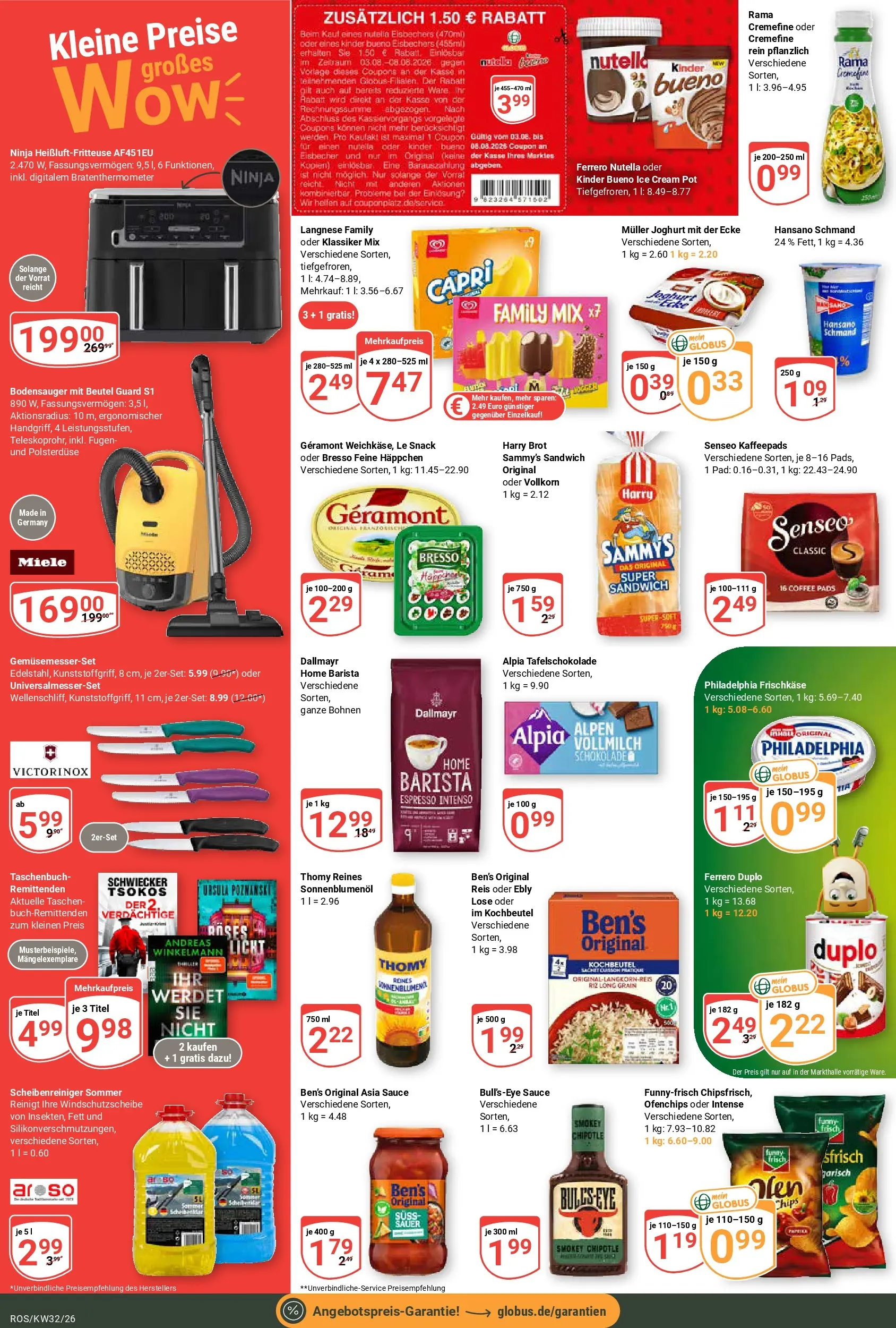 Globus Prospekt Lambrechtshagen (ab 03.08.2026) » Angebote online | Seite: 2 | Produkte: Miele, Philadelphia, Bresso, Dallmayr