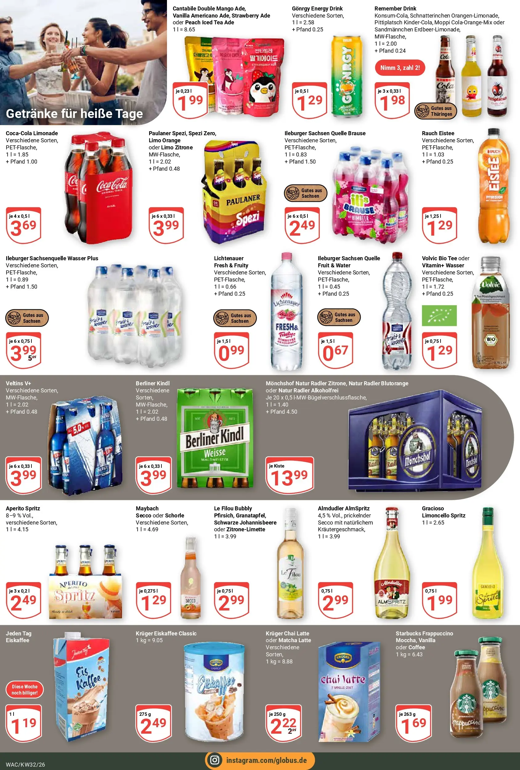 Globus Prospekt Markkleeberg (ab 03.08.2026) » Angebote online | Seite: 16 | Produkte: Cola, Limonade, Pfirsich, Limoncello