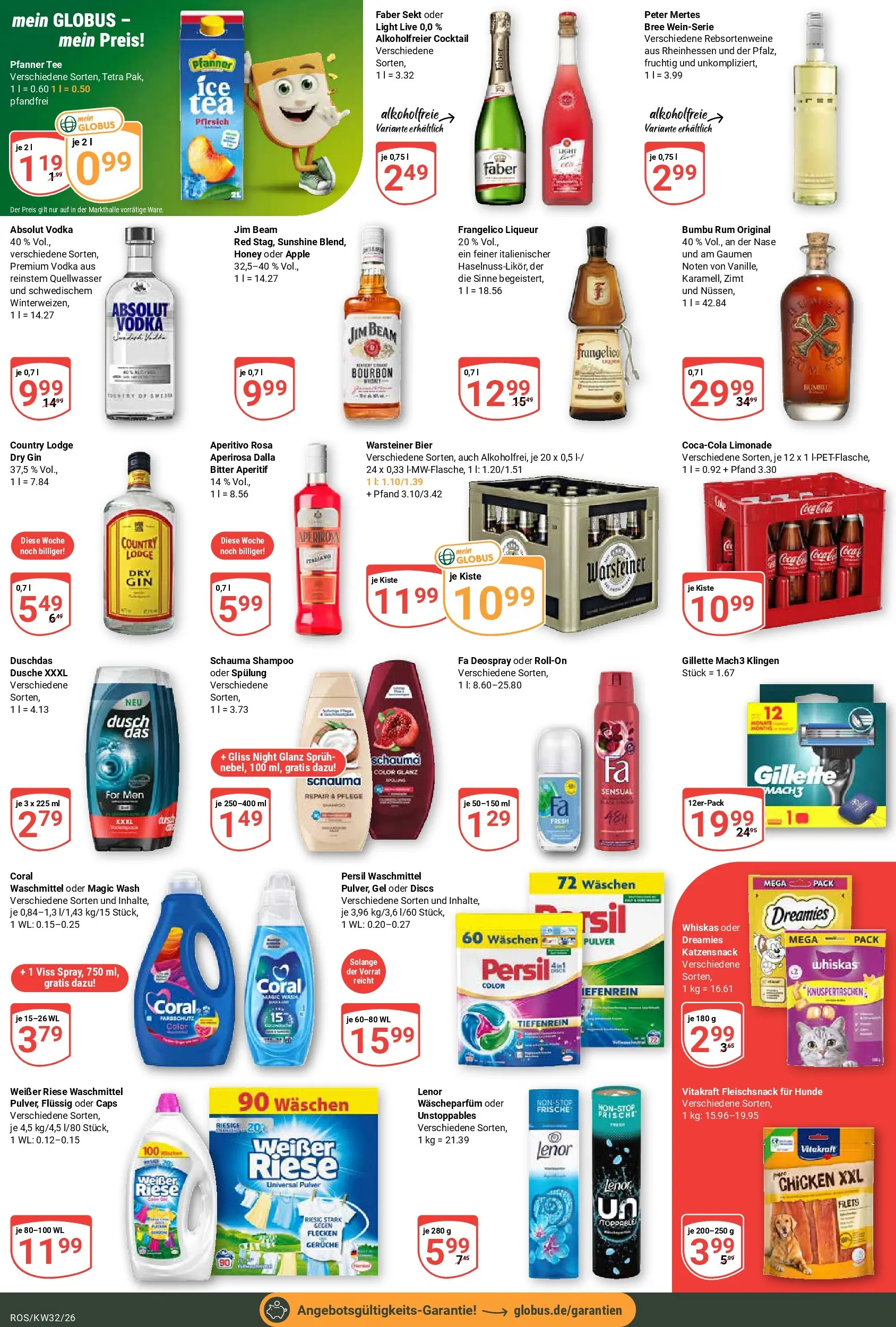 Globus Prospekt Lambrechtshagen (ab 03.08.2026) » Angebote online | Seite: 4 | Produkte: Jim beam, Spülung, Vodka, Gin