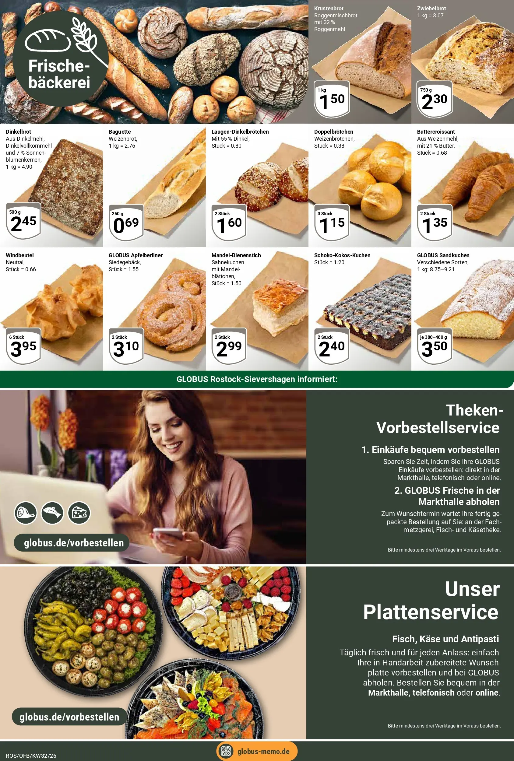 Globus Prospekt Lambrechtshagen (ab 03.08.2026) » Angebote online | Seite: 6 | Produkte: Bäckerei, Käse, Baguette, Fisch