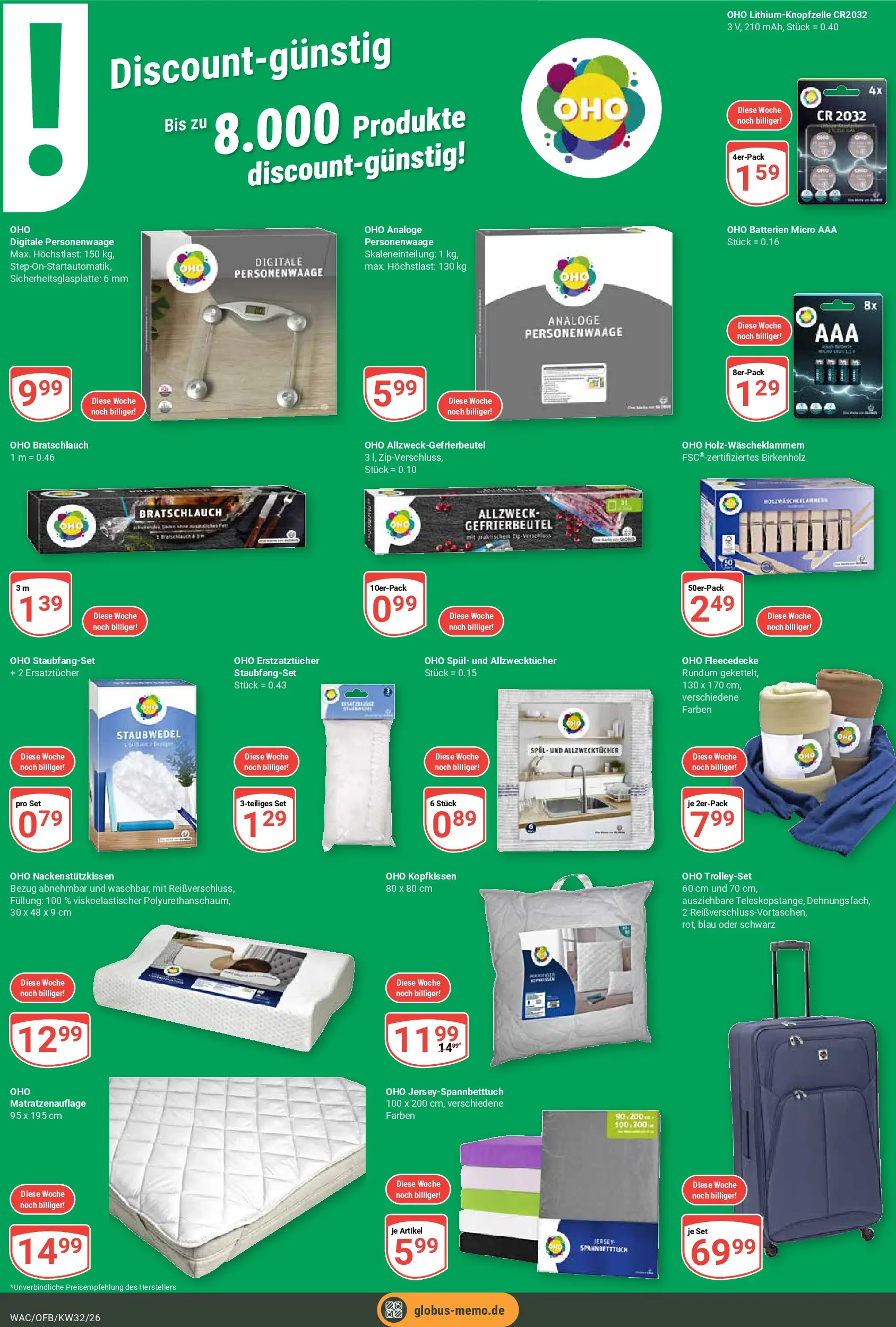 Globus Prospekt Markkleeberg (ab 03.08.2026) » Angebote online | Seite: 22 | Produkte: Batterien, Kopfkissen, Personenwaage