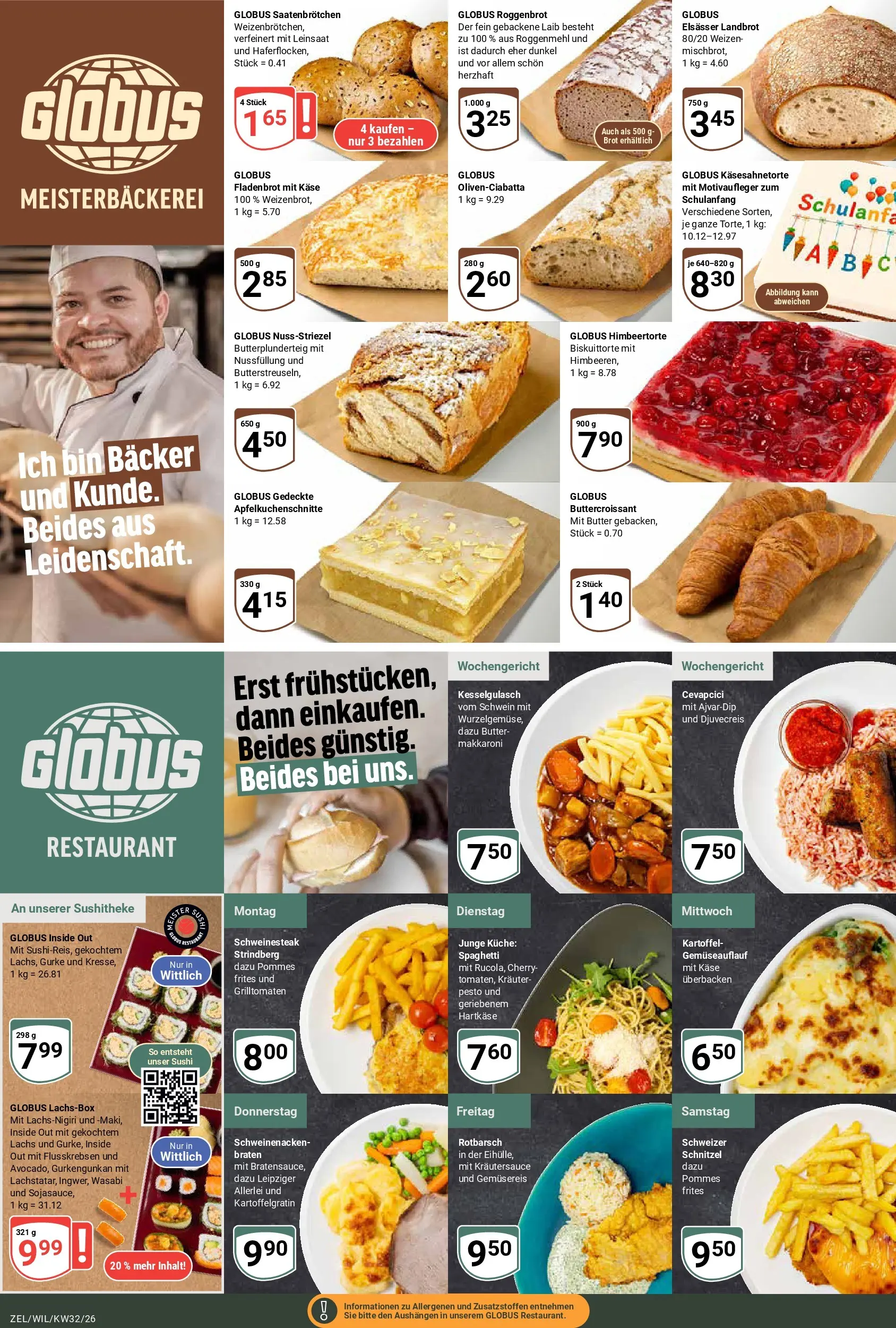 Globus Prospekt Wittlich (ab 03.08.2026) » Angebote online | Seite: 11 | Produkte: Küche, Schnitzel, Lachs, Brot