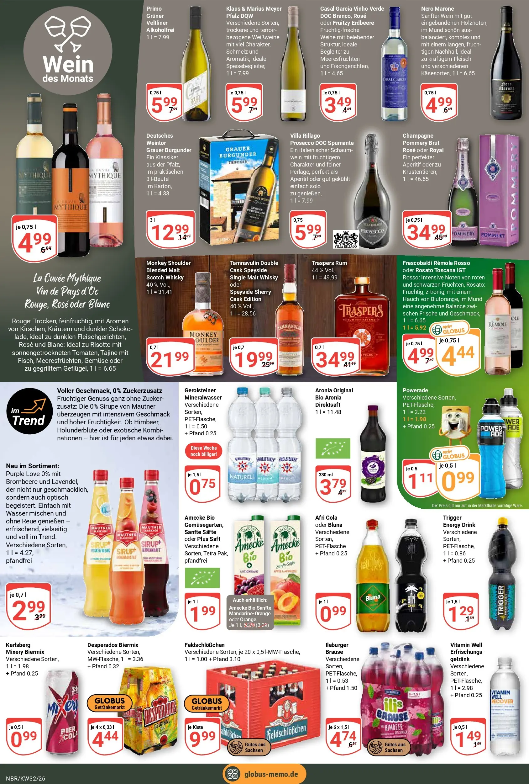 Globus Prospekt Neubrandenburg (ab 03.08.2026) » Angebote online | Seite: 18 | Produkte: Rum, Prosecco, Powerade, Gerolsteiner