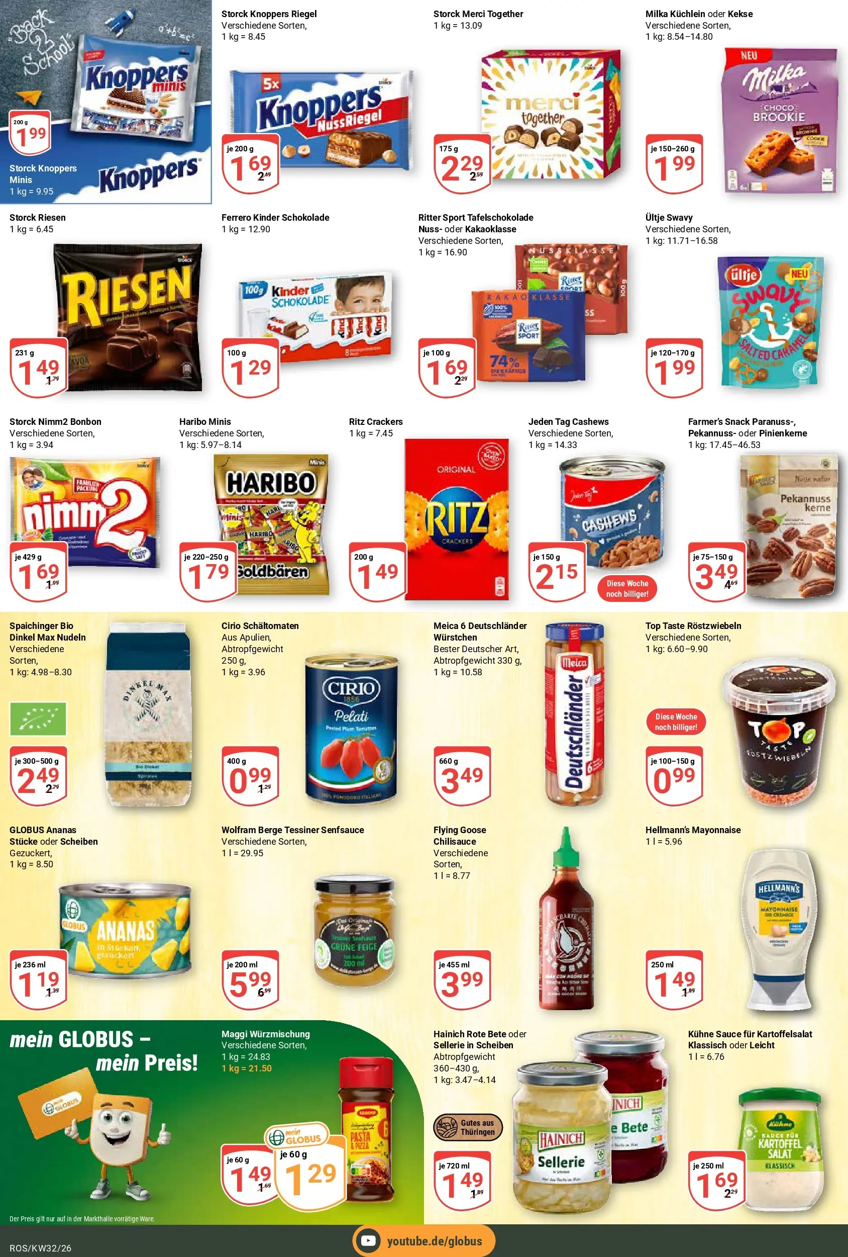 Globus Prospekt Lambrechtshagen (ab 03.08.2026) » Angebote online | Seite: 14 | Produkte: Merci, Schokolade, Ritter sport, Knoppers