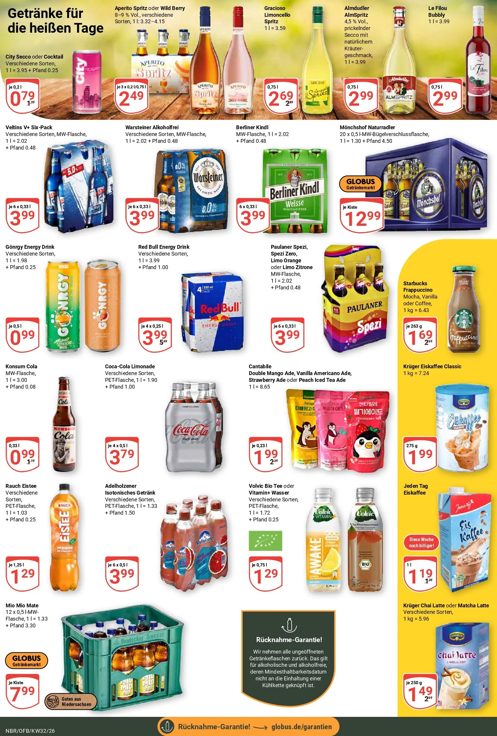 Globus Prospekt Neubrandenburg (ab 03.08.2026) » Angebote online | Seite: 19 | Produkte: Berliner, Energy, Mio mio mate, Limoncello