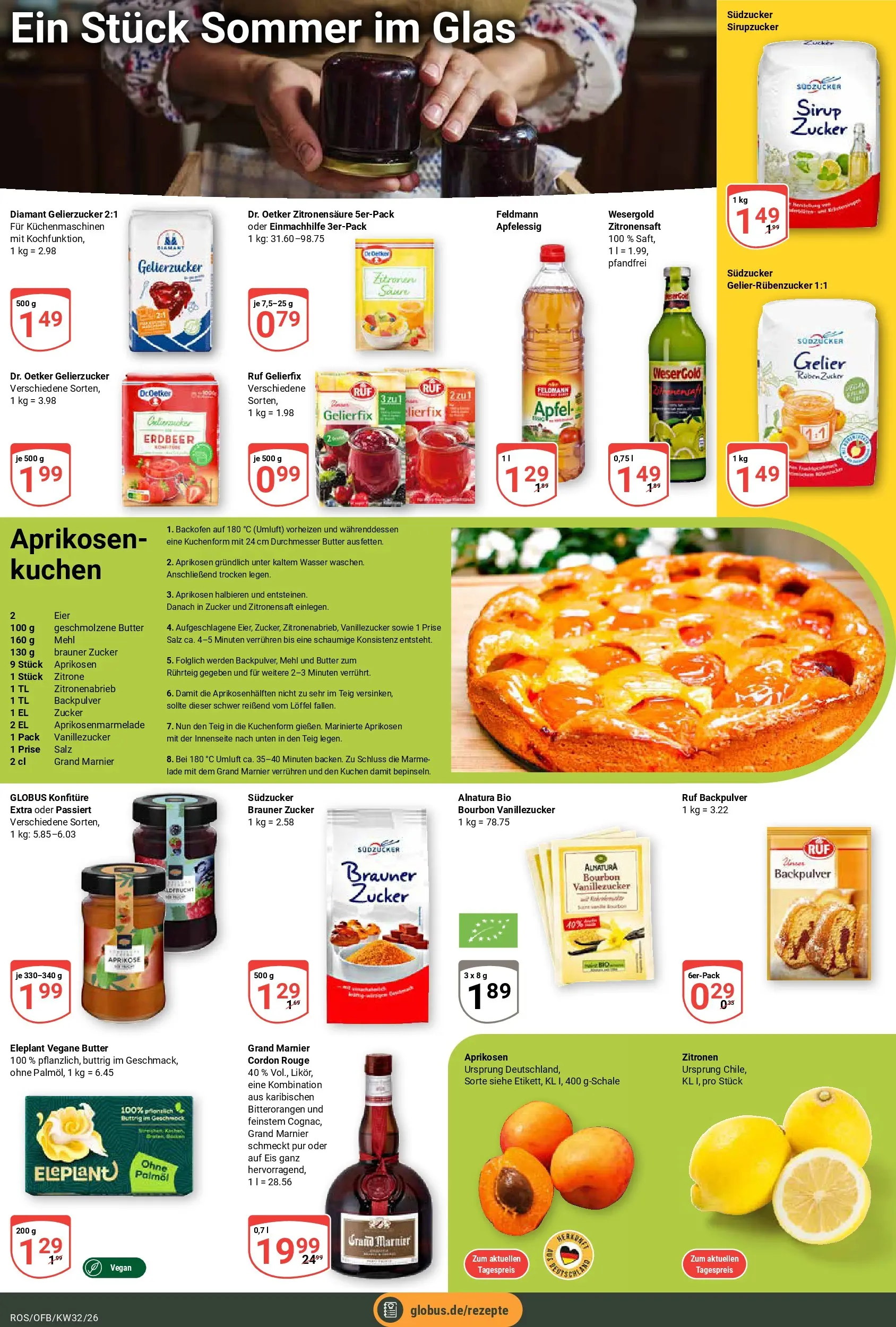 Globus Prospekt Lambrechtshagen (ab 03.08.2026) » Angebote online | Seite: 16 | Produkte: Gelierzucker, Zitrone, Backofen, Kuchen