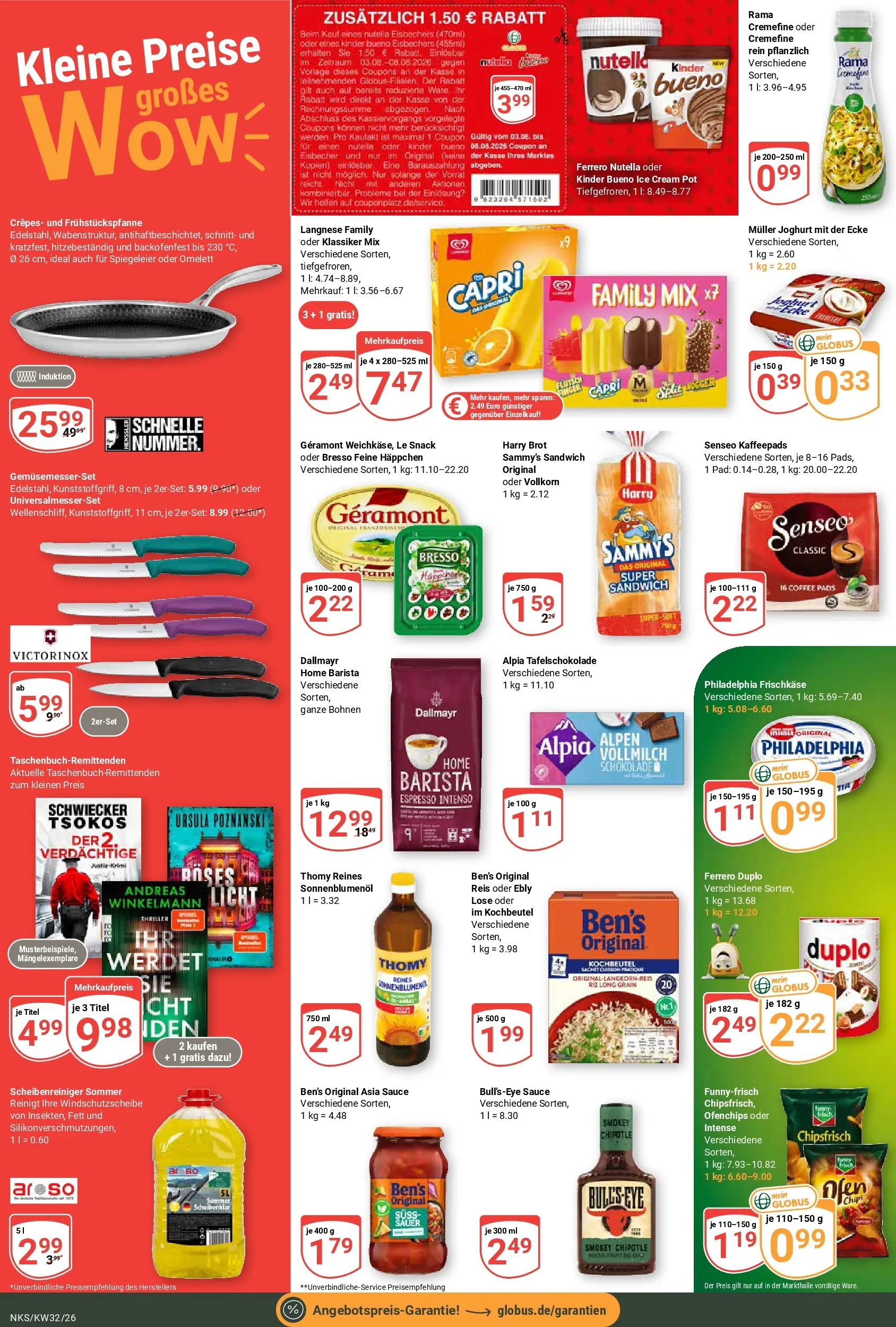 Globus Prospekt Neunkirchen (ab 03.08.2026) » Angebote online | Seite: 8 | Produkte: Ferrero duplo, Dallmayr, Reis, Frischkase