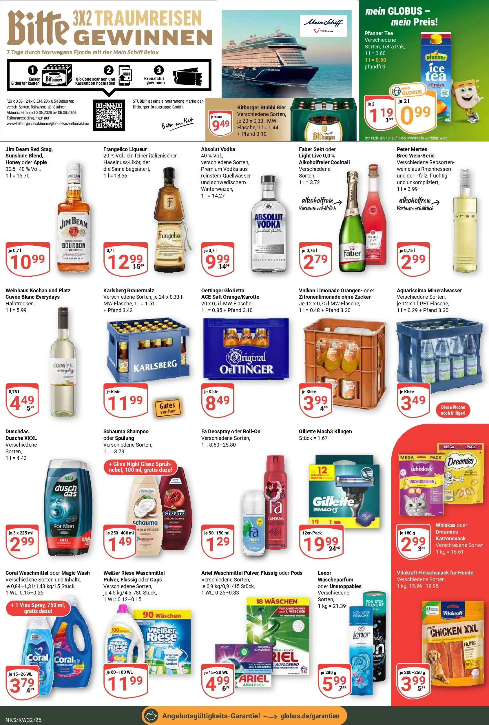 Globus Prospekt Neunkirchen (ab 03.08.2026) » Angebote online | Seite: 10 | Produkte: Dusche, Coral waschmittel, Duschdas, Whiskas