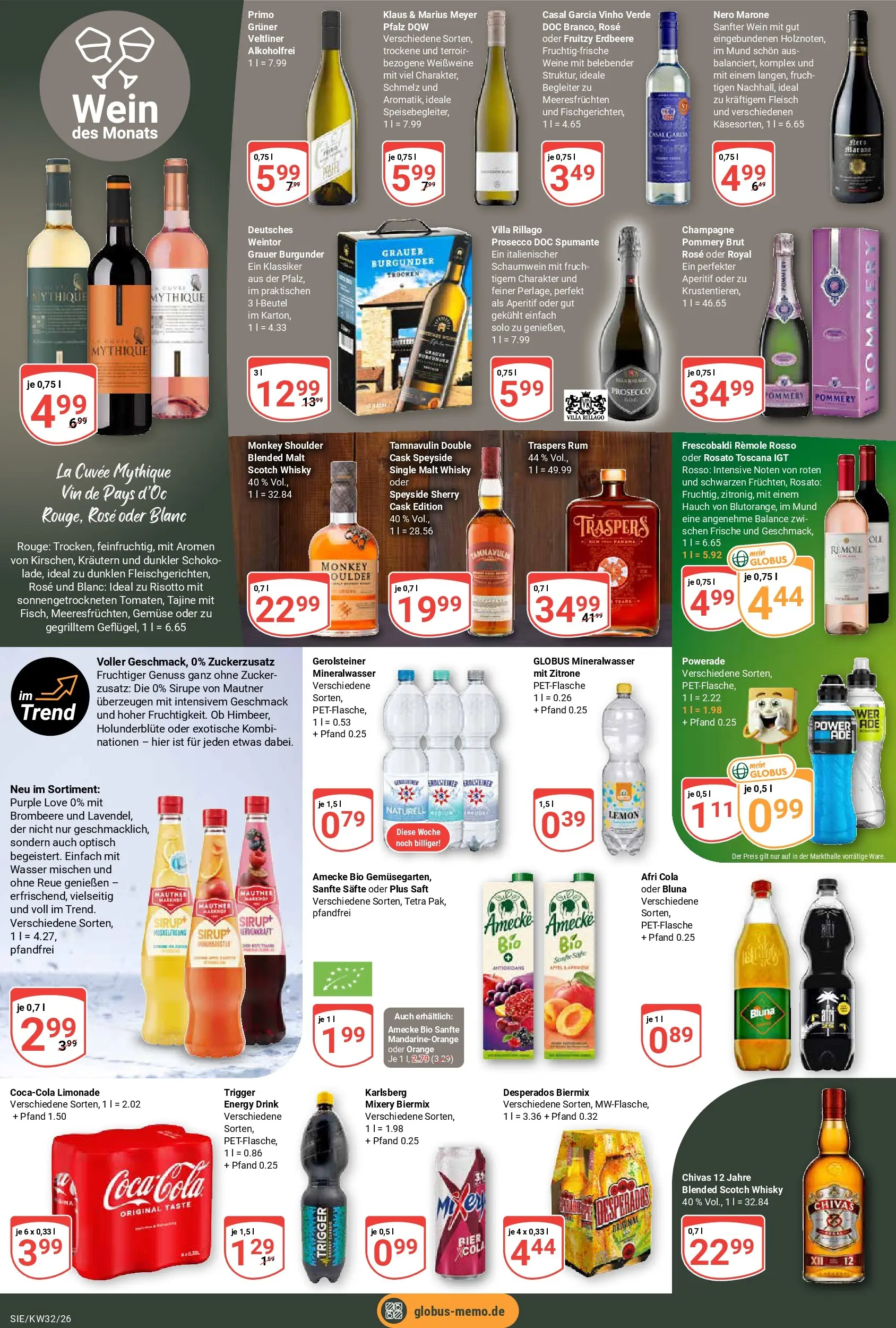 Globus Prospekt Siegen (ab 03.08.2026) » Angebote online | Seite: 21 | Produkte: Cola, Sirup, Saft, Fleisch