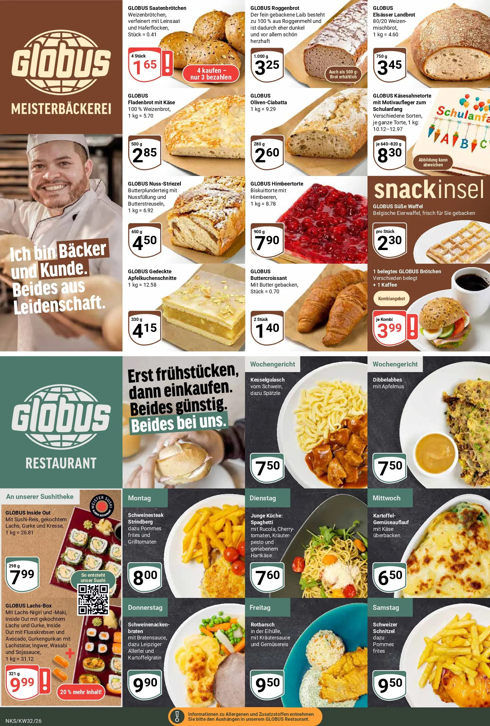 Globus Prospekt Neunkirchen (ab 03.08.2026) » Angebote online | Seite: 12 | Produkte: Käse, Schweinenacken, Schnitzel, Lachs