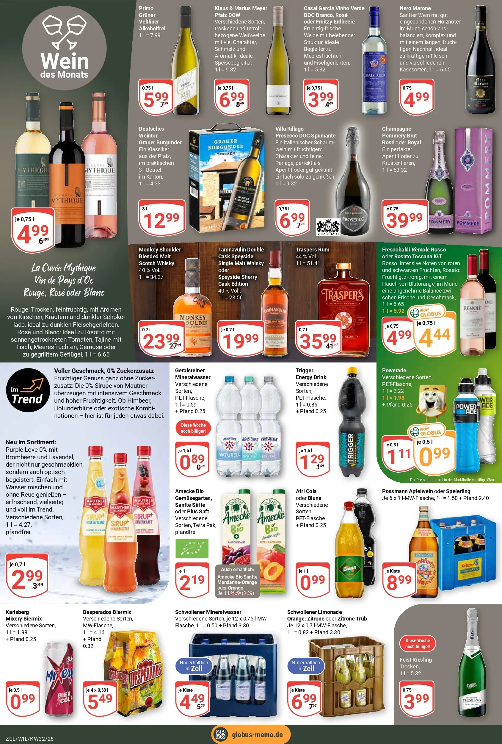 Globus Prospekt Wittlich (ab 03.08.2026) » Angebote online | Seite: 20 | Produkte: Whisky, Limonade, Desperados, Gerolsteiner