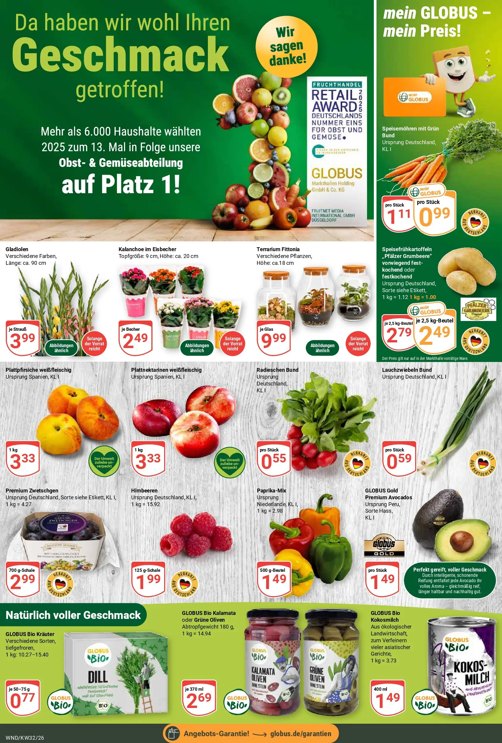 Globus Prospekt St. Wendel (ab 03.08.2026) » Angebote online | Seite: 12 | Produkte: Himbeeren, Milch, Avocado, Obst