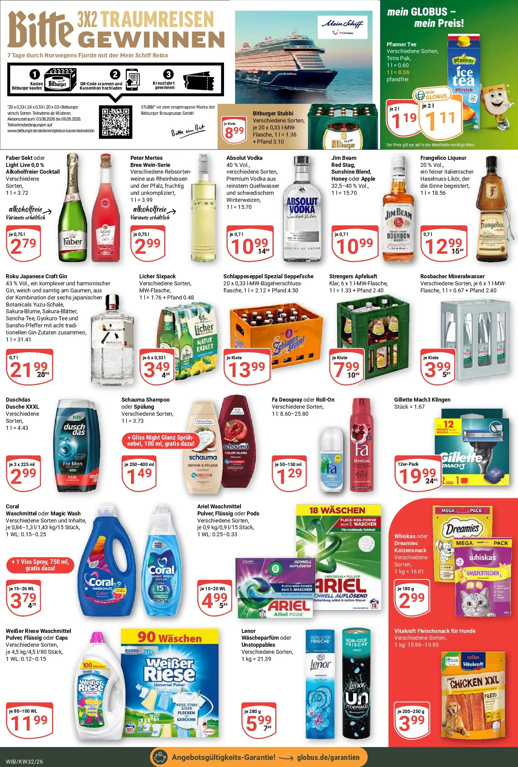 Globus Prospekt Wiesbaden-Nordenstadt (ab 03.08.2026) » Angebote online | Seite: 7 | Produkte: Jim beam, Shampoo, Spülung, Vodka