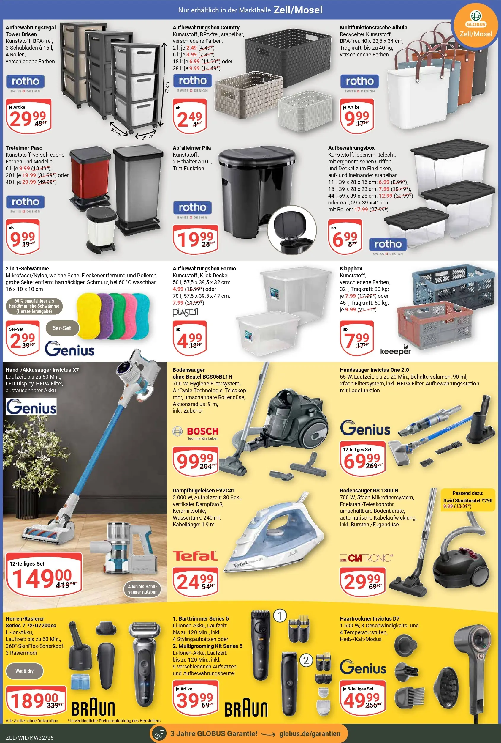 Globus Prospekt Wittlich (ab 03.08.2026) » Angebote online | Seite: 26 | Produkte: Bosch, Haartrockner, Box, Abfalleimer