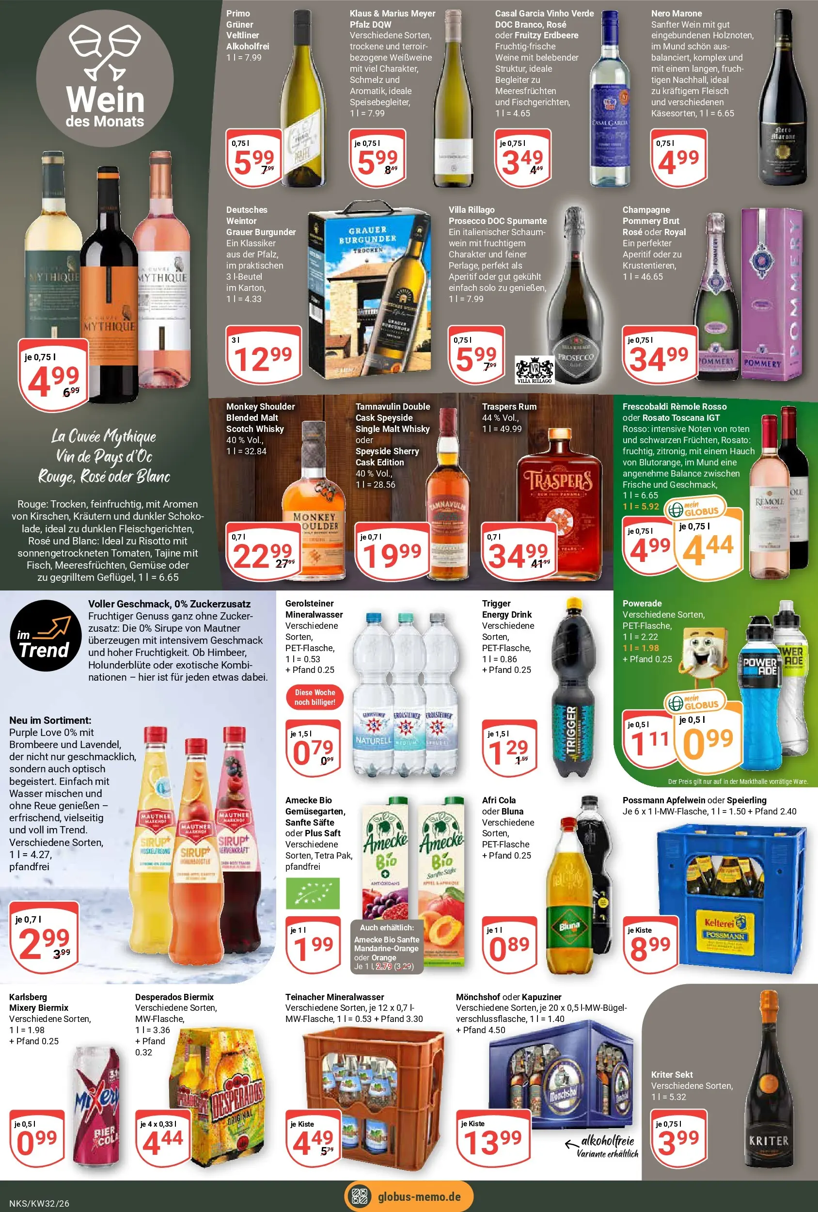 Globus Prospekt Neunkirchen (ab 03.08.2026) » Angebote online | Seite: 20 | Produkte: Cola, Zucker, Saft, Gerolsteiner