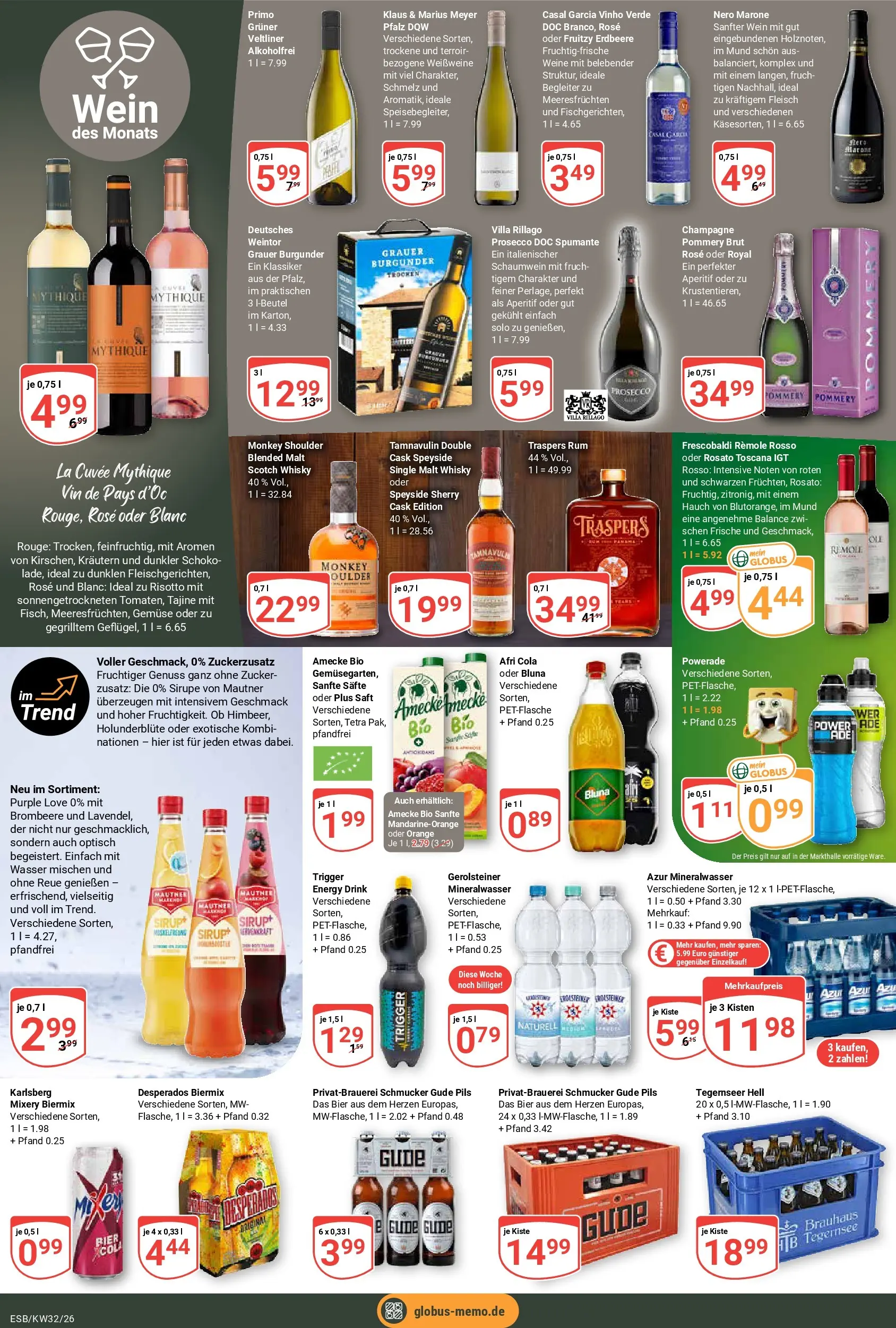 Globus Prospekt Eschborn (ab 03.08.2026) » Angebote online | Seite: 18 | Produkte: Energy, Bier, Rum, Mineralwasser