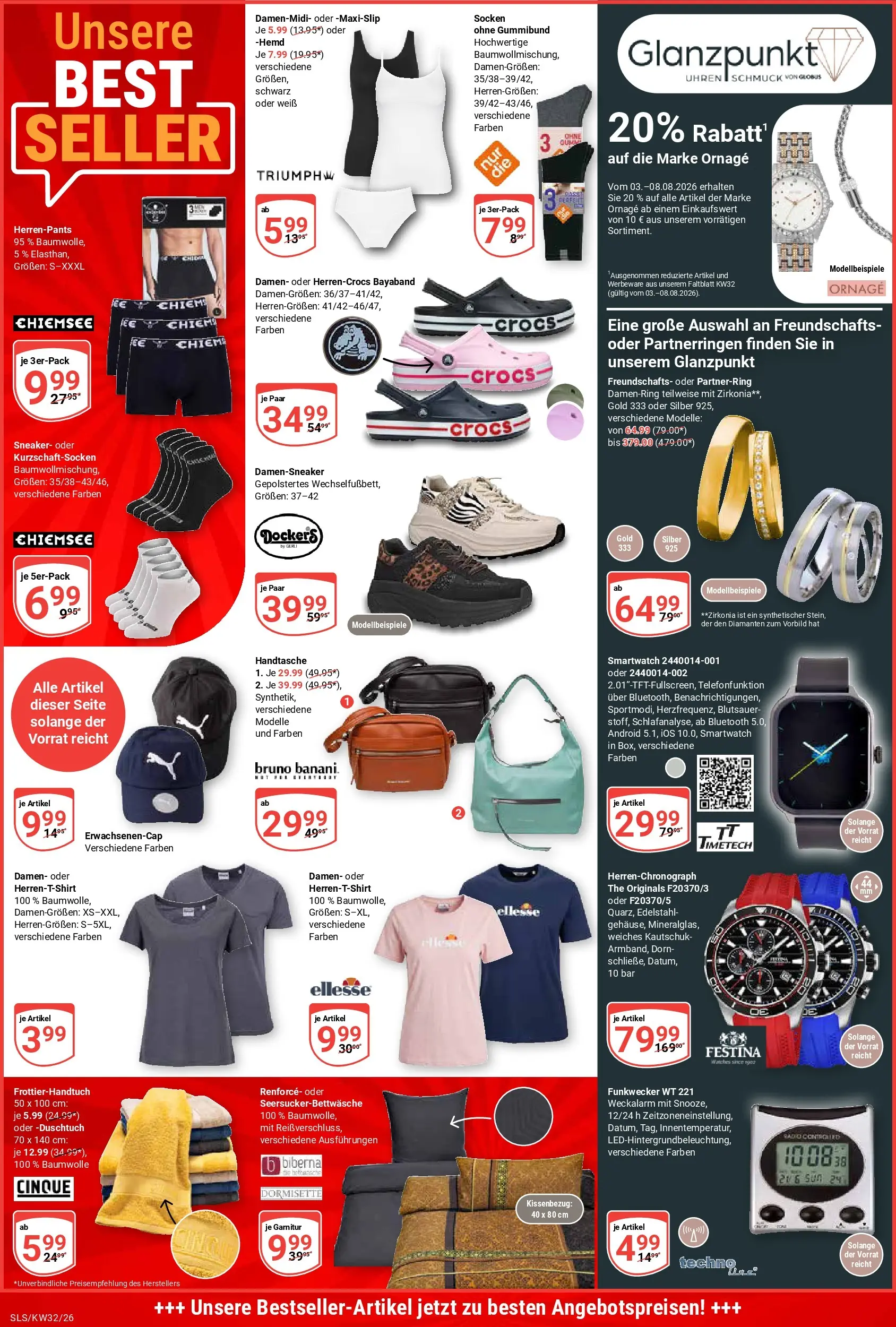 Globus Prospekt Saarlouis (ab 03.08.2026) » Angebote online | Seite: 27 | Produkte: Smartwatch, Socken, Handtasche, Radio