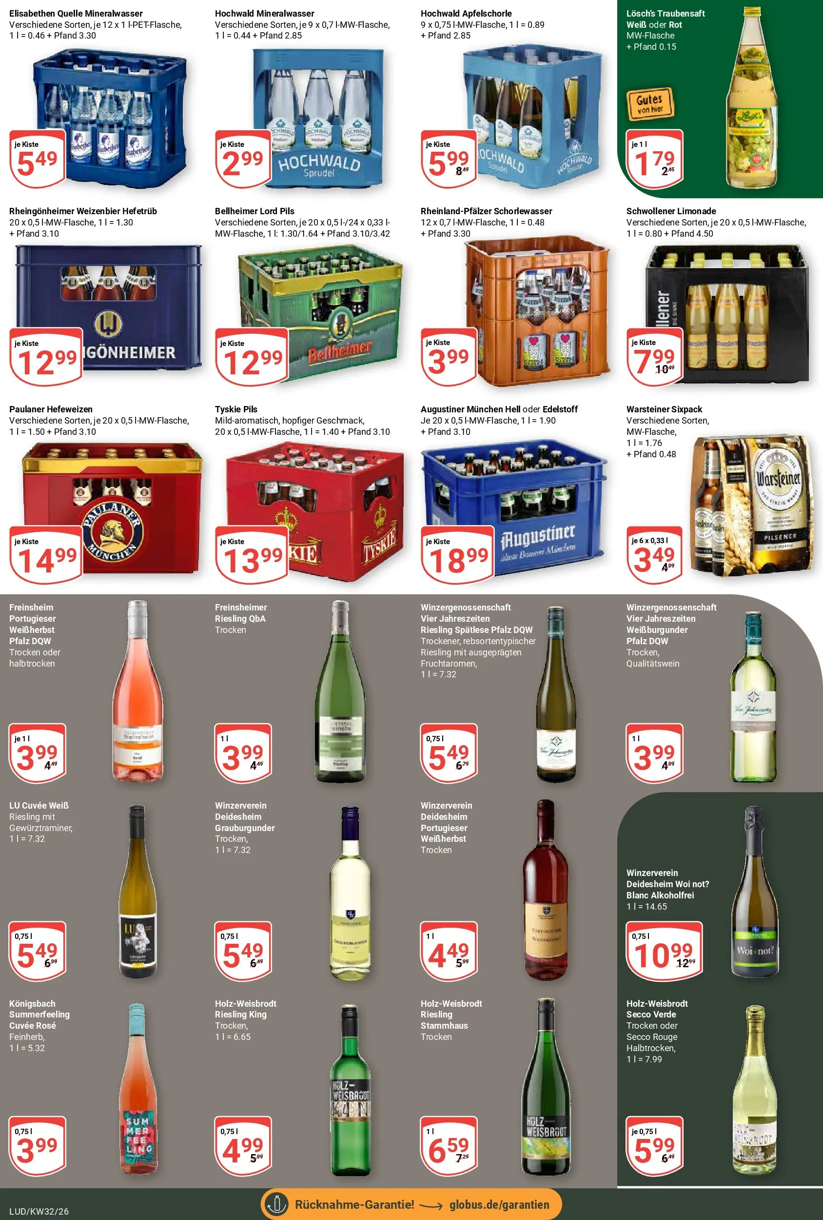 Globus Prospekt Ludwigshafen-Oggersheim (ab 03.08.2026) » Angebote online | Seite: 22 | Produkte: Pils, Limonade, Rouge, Warsteiner