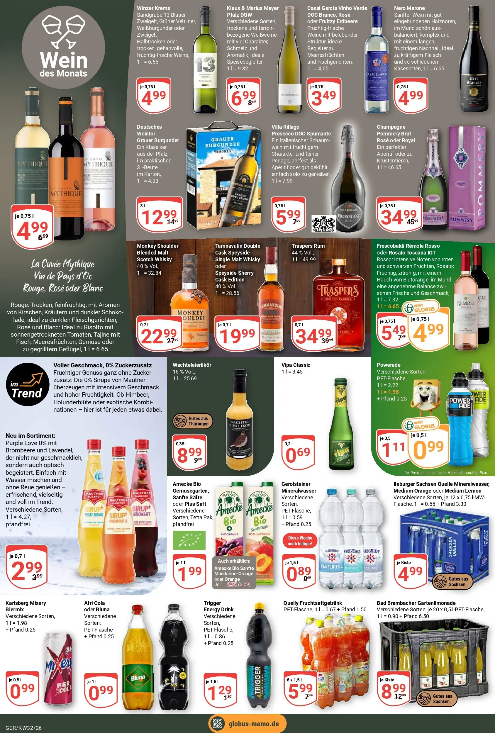 Globus Prospekt Gera (ab 03.08.2026) » Angebote online | Seite: 19 | Produkte: Bier, Sirup, Zucker, Wein