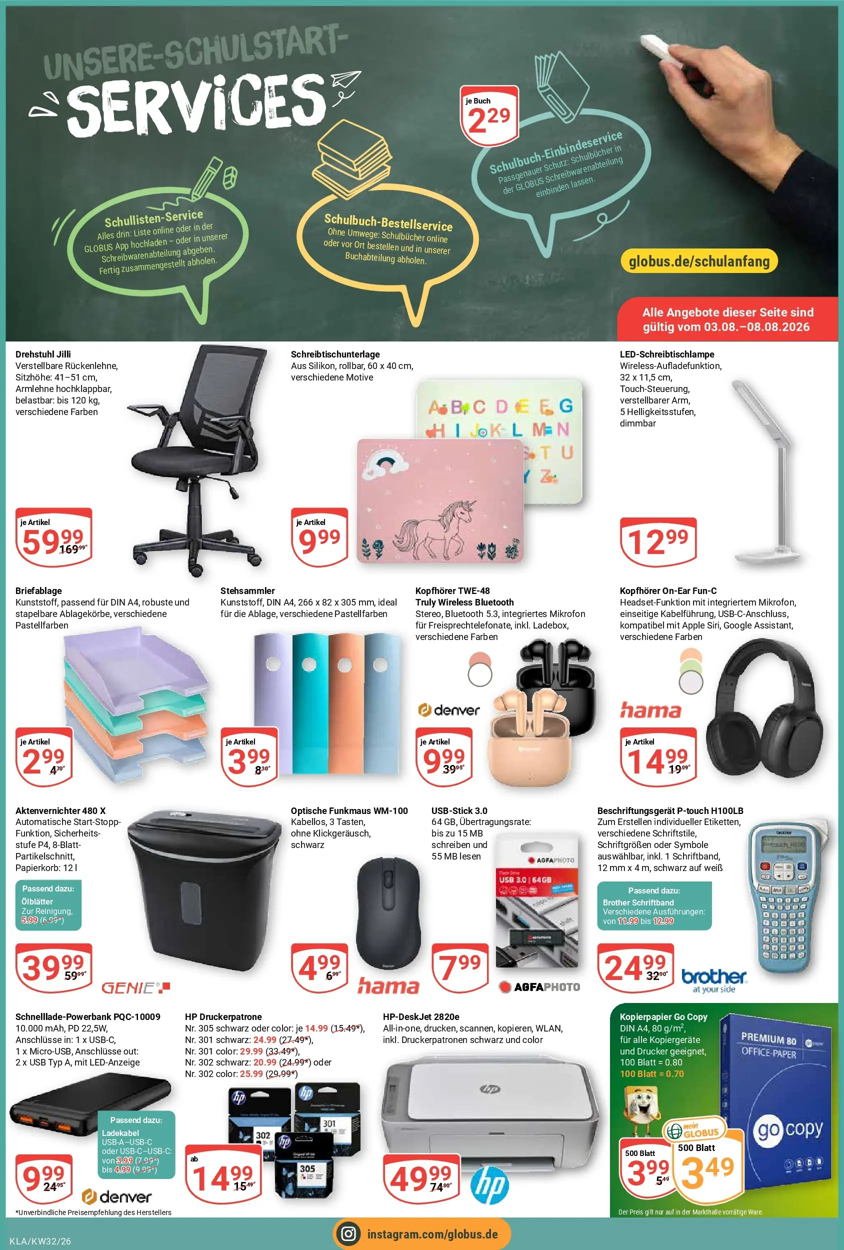 Globus Prospekt Kaiserslautern (ab 03.08.2026) » Angebote online | Seite: 4 | Produkte: Mikrofon, USB, Ladekabel, Drucker