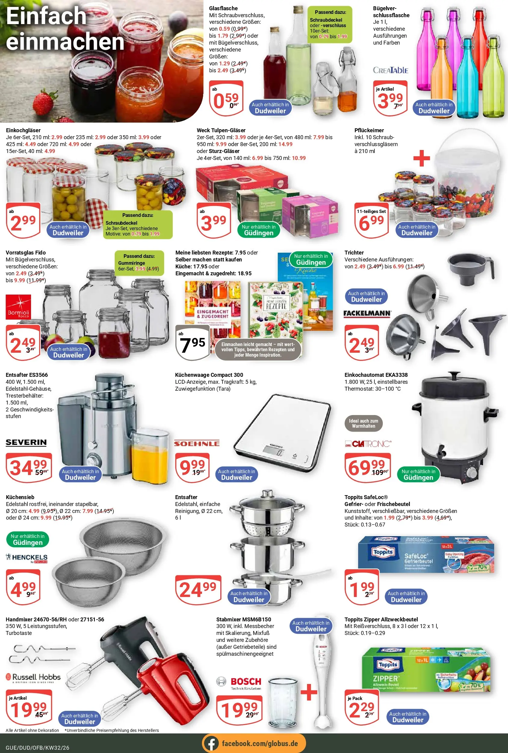 Globus Prospekt Saarbrücken-Dudweiler (ab 03.08.2026) » Angebote online | Seite: 24 | Produkte: Bosch, Entsafter, Küche, Stabmixer