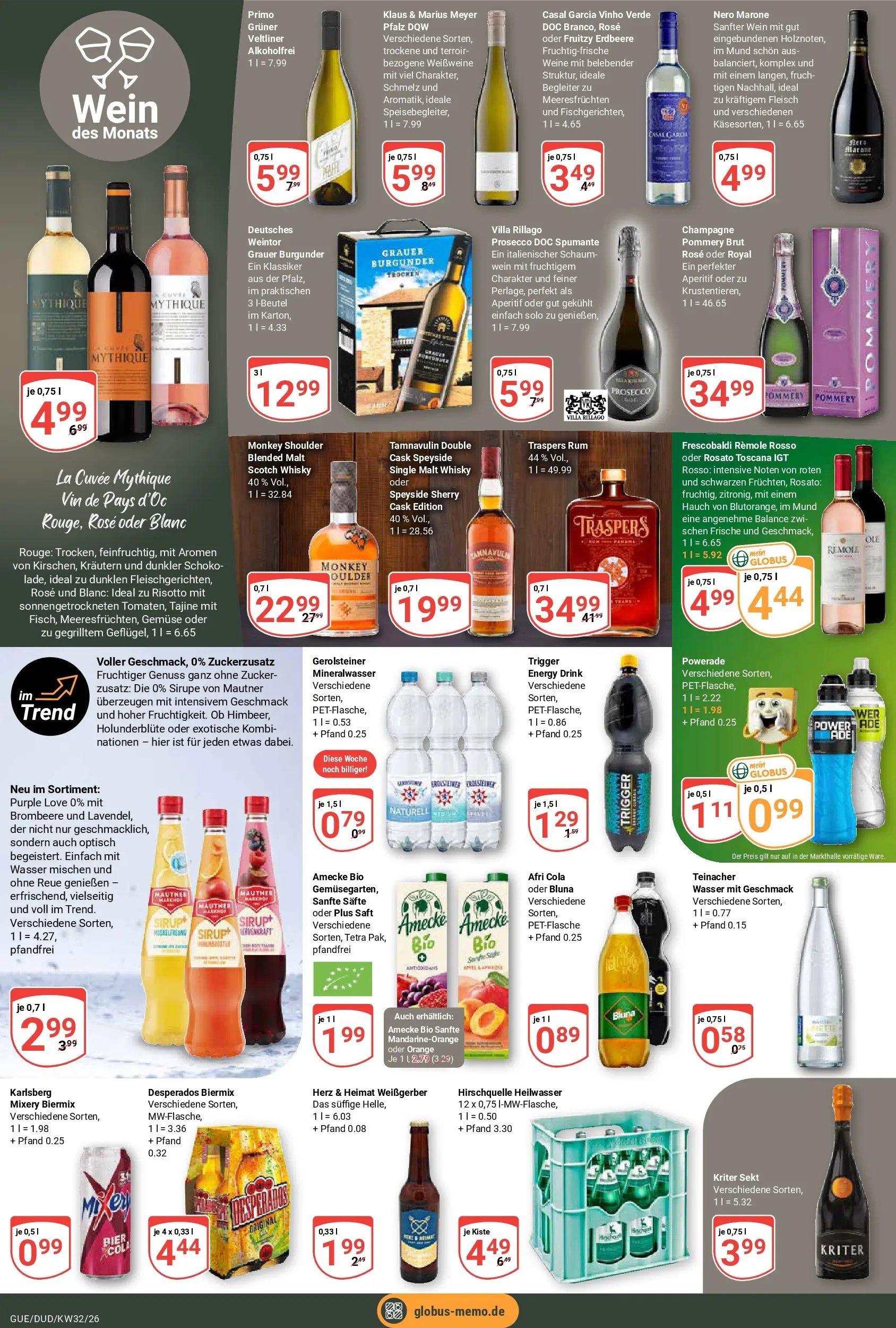 Globus Prospekt Saarbrücken-Dudweiler (ab 03.08.2026) » Angebote online | Seite: 25 | Produkte: Sekt, Gemüse, Saft, Gerolsteiner