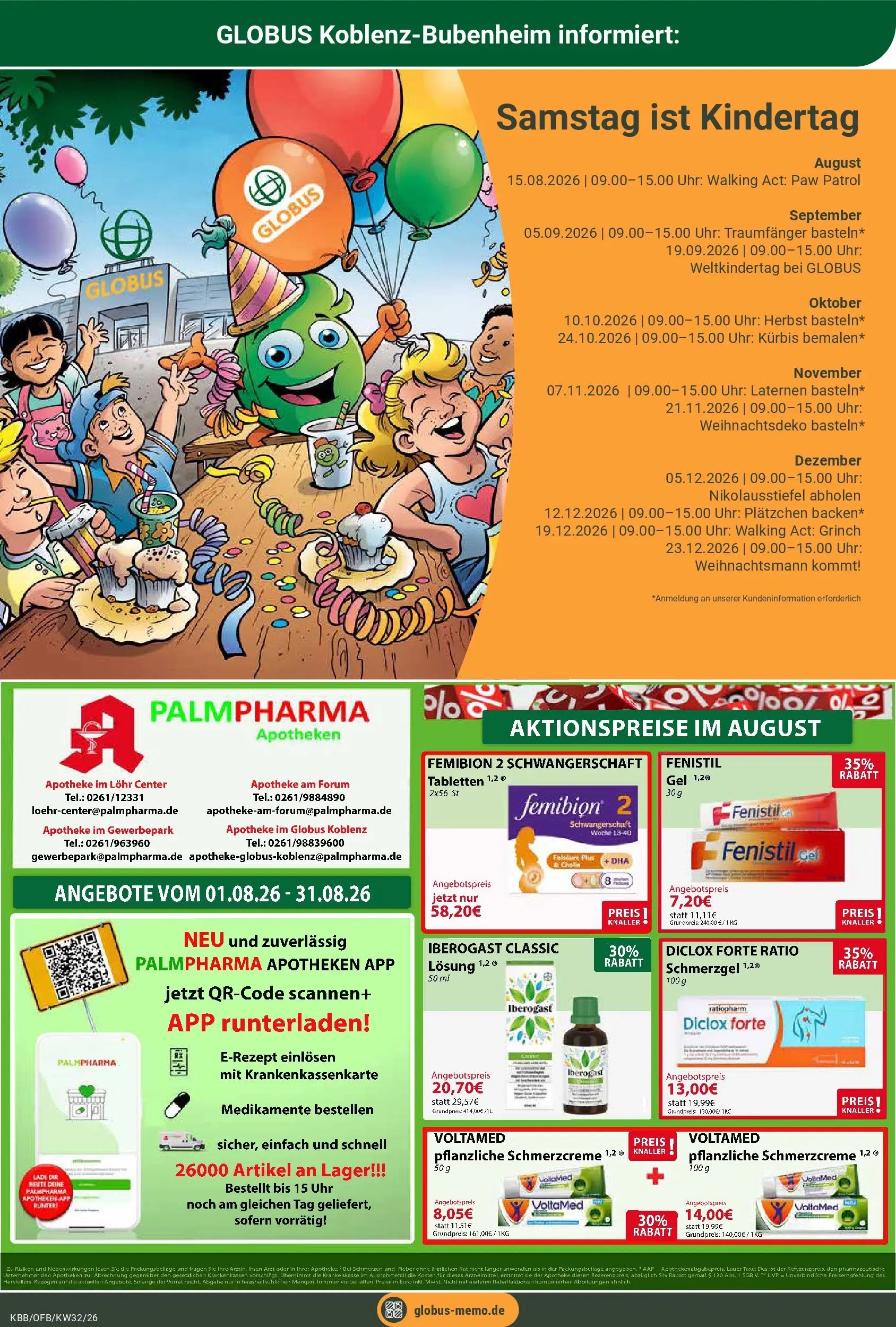 Globus Prospekt Koblenz-Bubenheim (ab 03.08.2026) » Angebote online | Seite: 30 | Produkte: Walking, Kürbis, Uhr