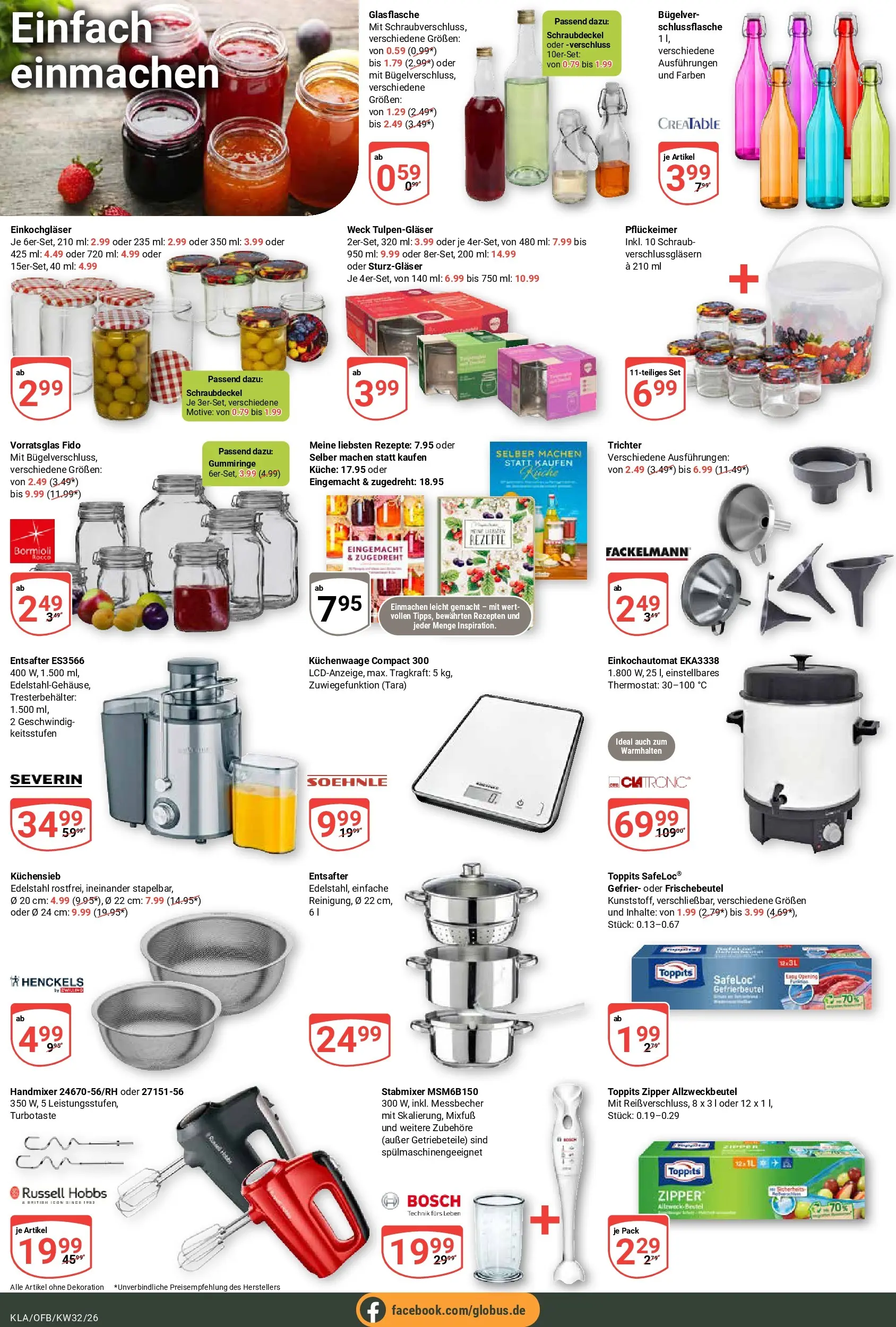 Globus Prospekt Kaiserslautern (ab 03.08.2026) » Angebote online | Seite: 18 | Produkte: Bosch, Entsafter, Handmixer, Stabmixer