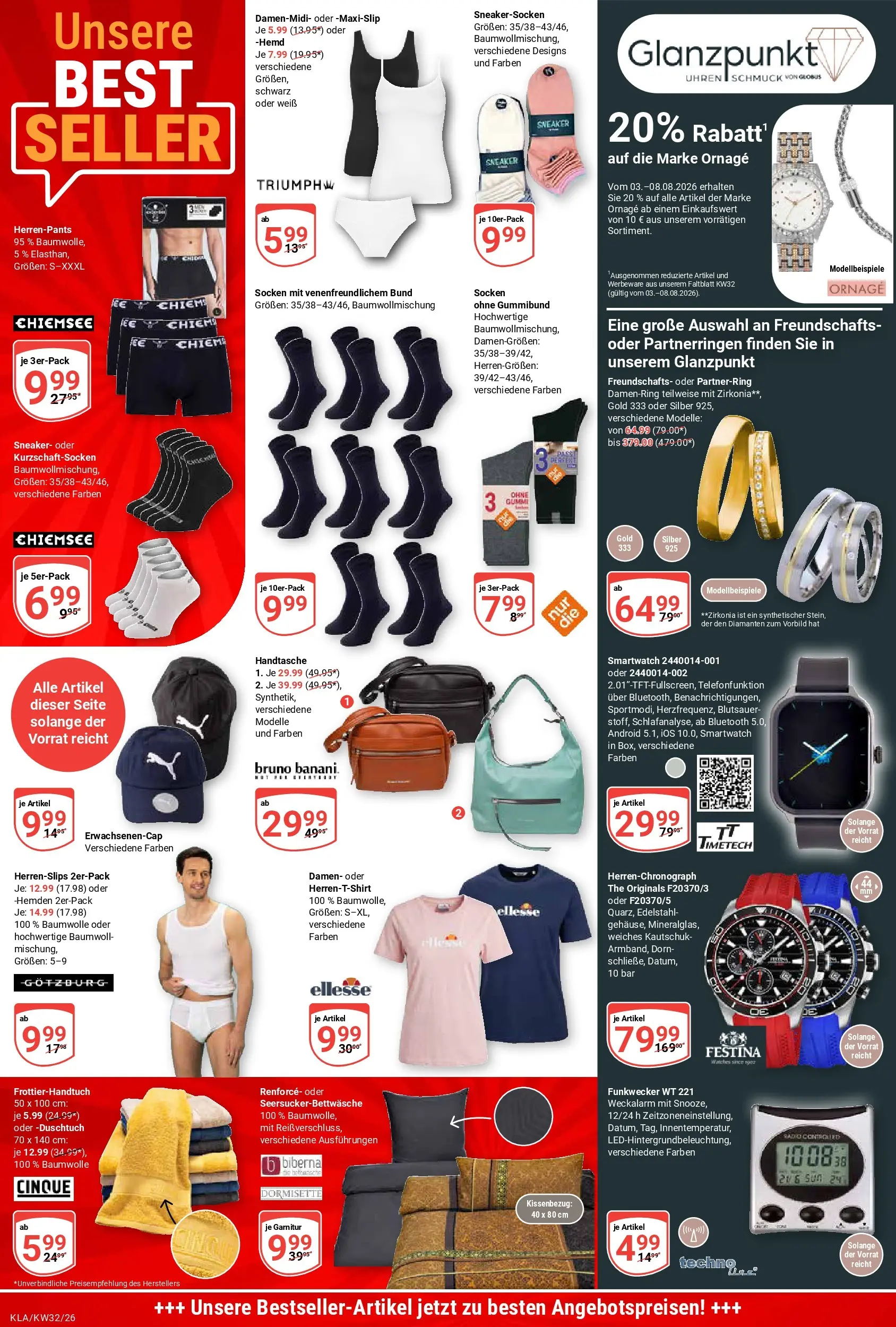 Globus Prospekt Kaiserslautern (ab 03.08.2026) » Angebote online | Seite: 28 | Produkte: Smartwatch, Socken, Handtasche, Radio