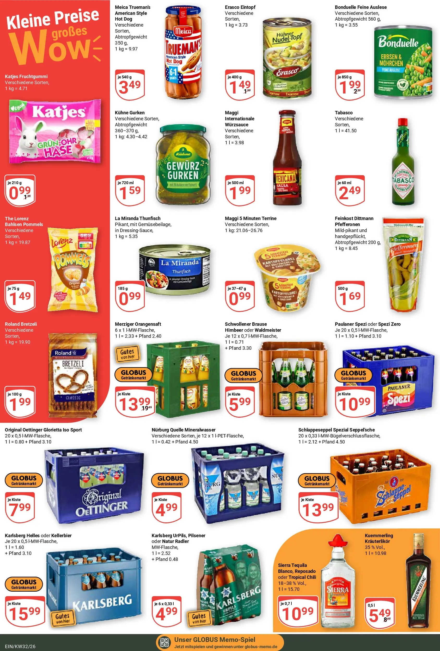Globus Prospekt Homburg-Einöd (ab 03.08.2026) » Angebote online | Seite: 8 | Produkte: Radler, Kuemmerling, Erasco, Erbsen