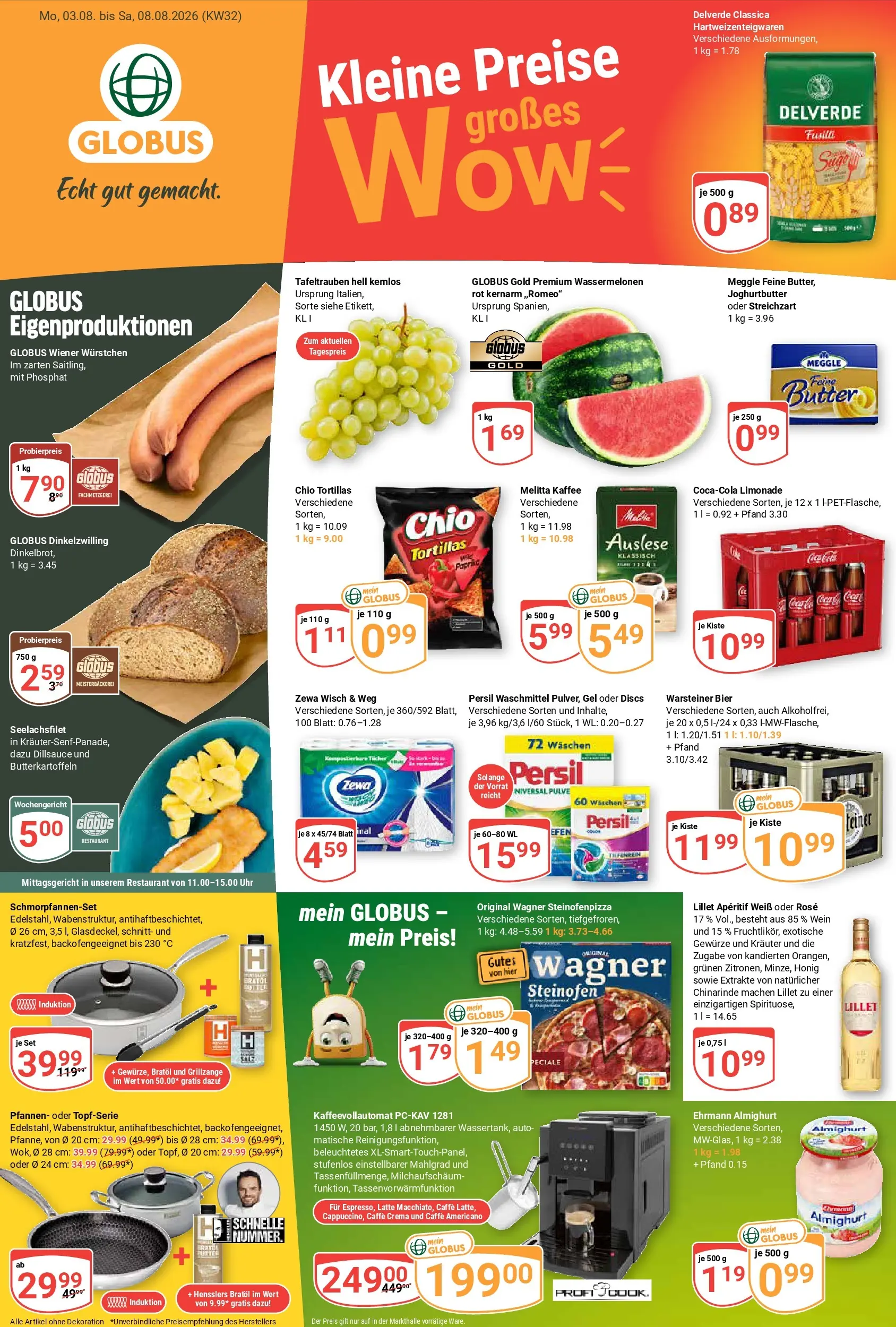 Globus Prospekt Losheim Am See (ab 03.08.2026) » Angebote online | Seite: 5 | Produkte: Wiener wurstchen, Butter, Kaffee, Wein