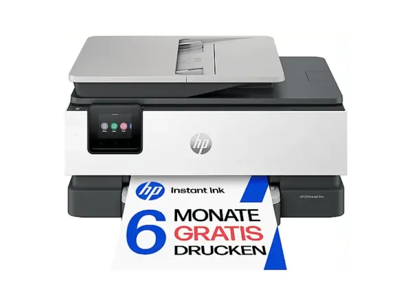 HP OfficeJet Pro 8124e mit 6 Monate HP Instant Ink, Multifunktionsdrucker, Bluetooth, WLAN, Duplexeinheit (f&uuml;r beidseitigen Druck), A4, A5, A6, Silber/Schwarz