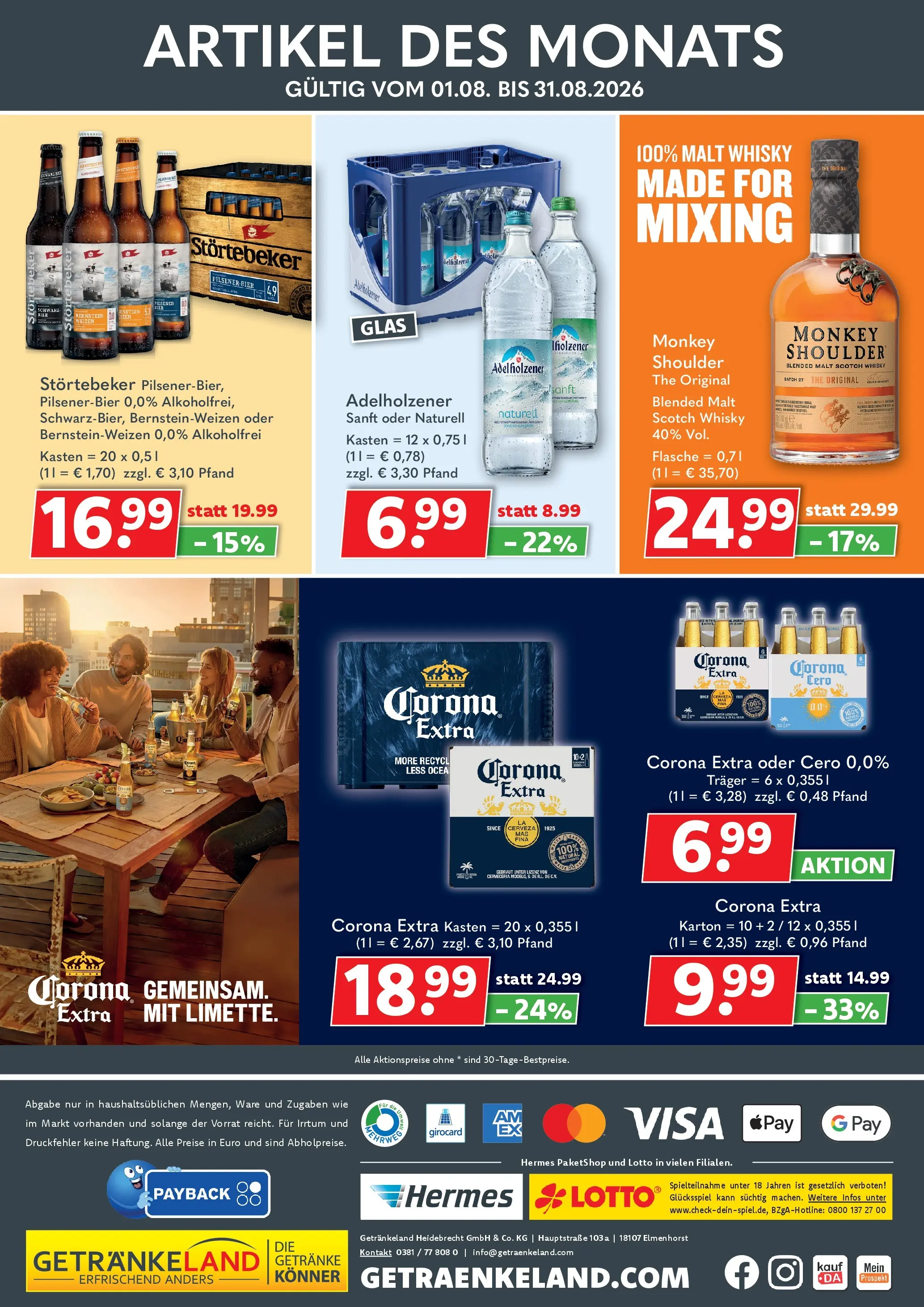 Getränkeland Prospekt Neustrelitz (ab 03.08.2026) zum Blättern | Seite: 5 | Produkte: Whisky, Bier, Adelholzener