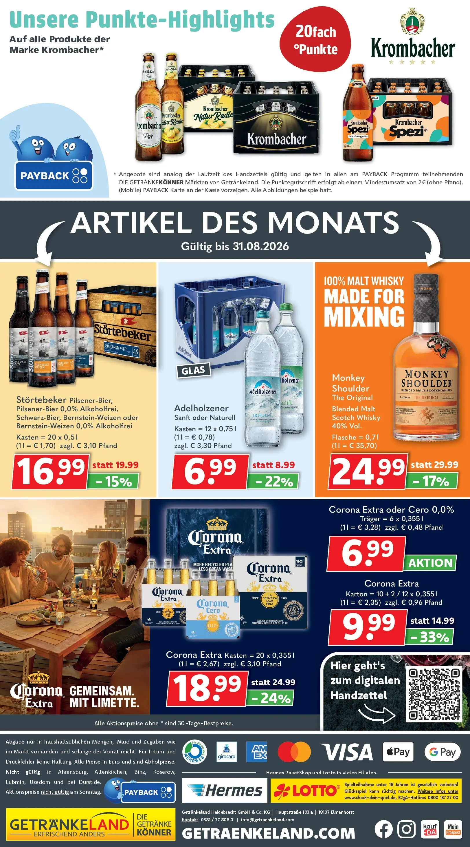 Getränkeland Prospekt Neustrelitz (ab 03.08.2026) zum Blättern | Seite: 10 | Produkte: Whisky, Bier, Pils, Krombacher