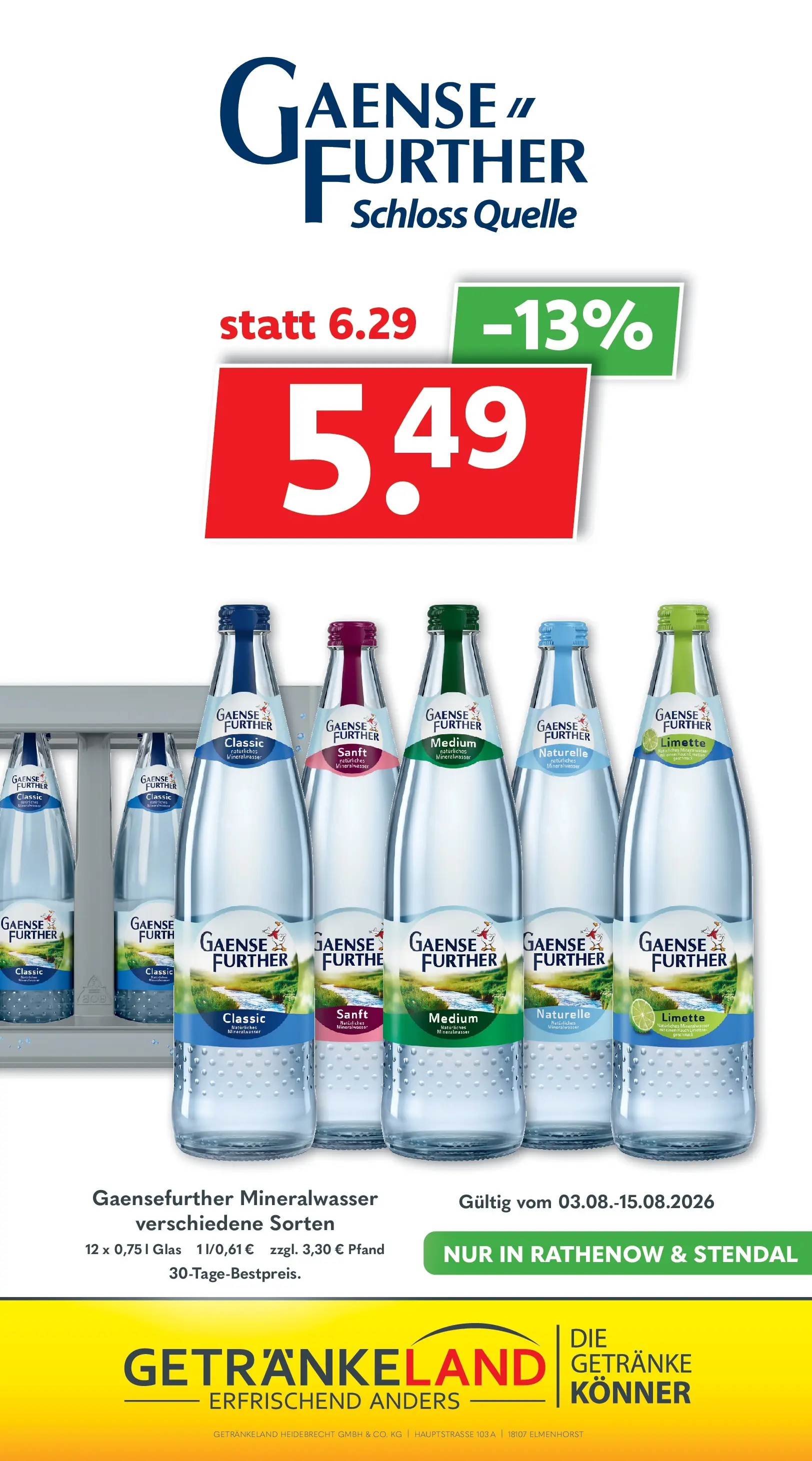 Getränkeland Prospekt Neustrelitz (ab 03.08.2026) zum Blättern | Seite: 13 | Produkte: Mineralwasser, Limette