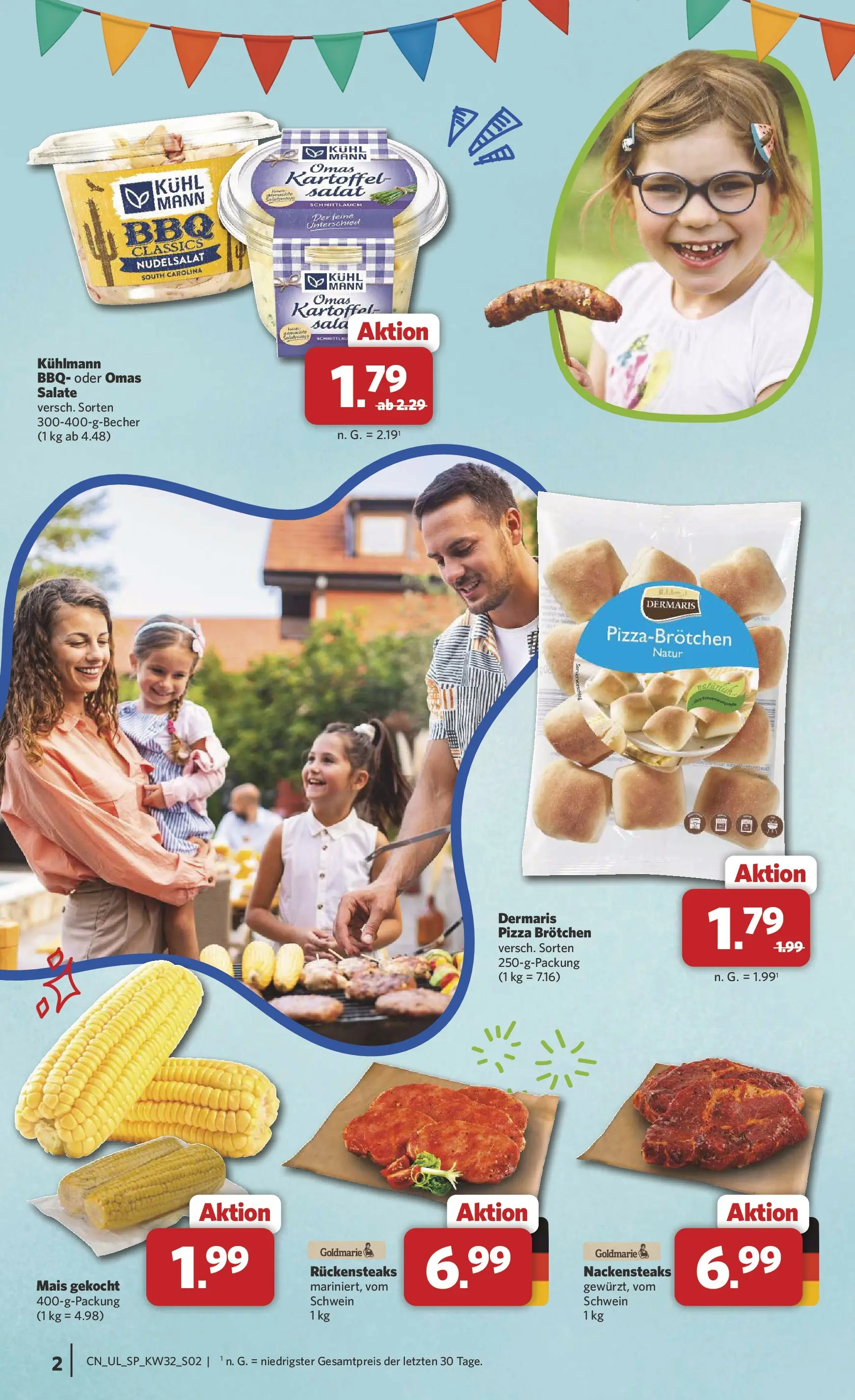 Combi Prospekt Dülmen (ab 03.08.2026) zum Blättern | Seite: 2 | Produkte: Nackensteaks, Pizza, Salat